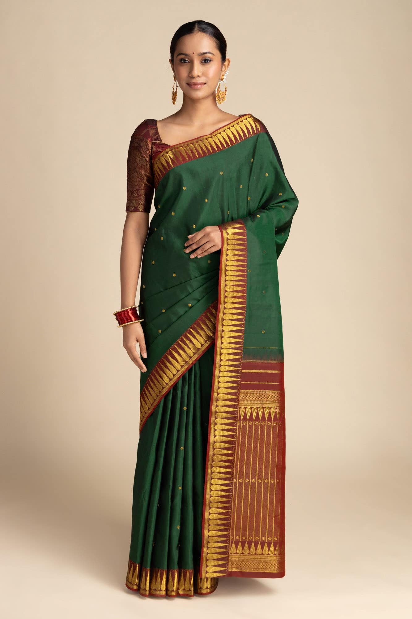 Amara-Green Kanchipuram Silk Saree - Image 4