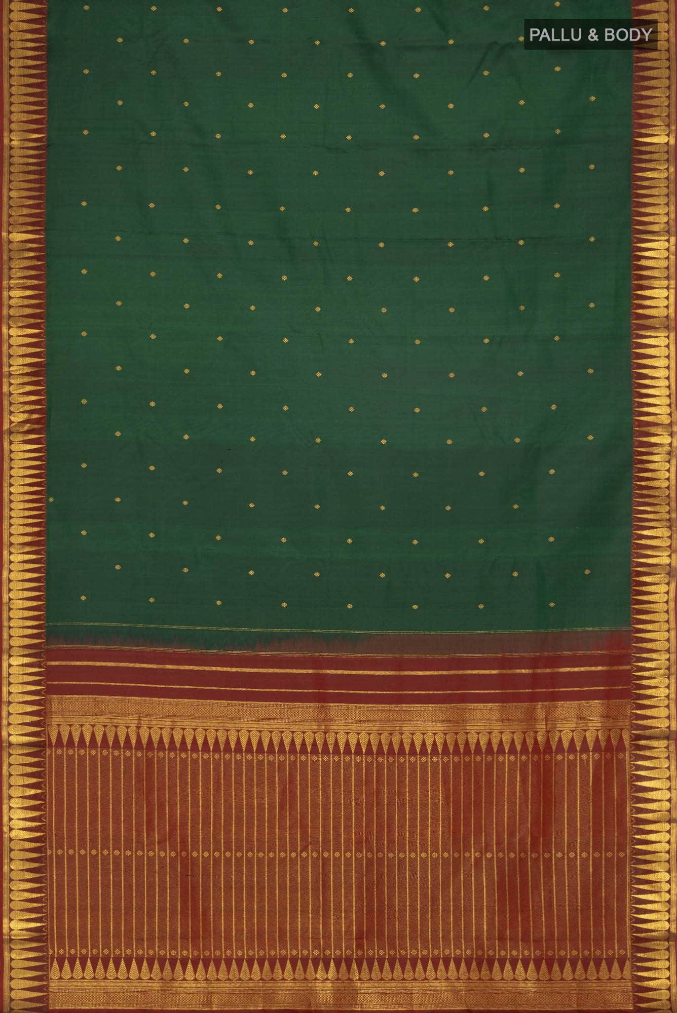 Amara-Green Kanchipuram Silk Saree - Image 6