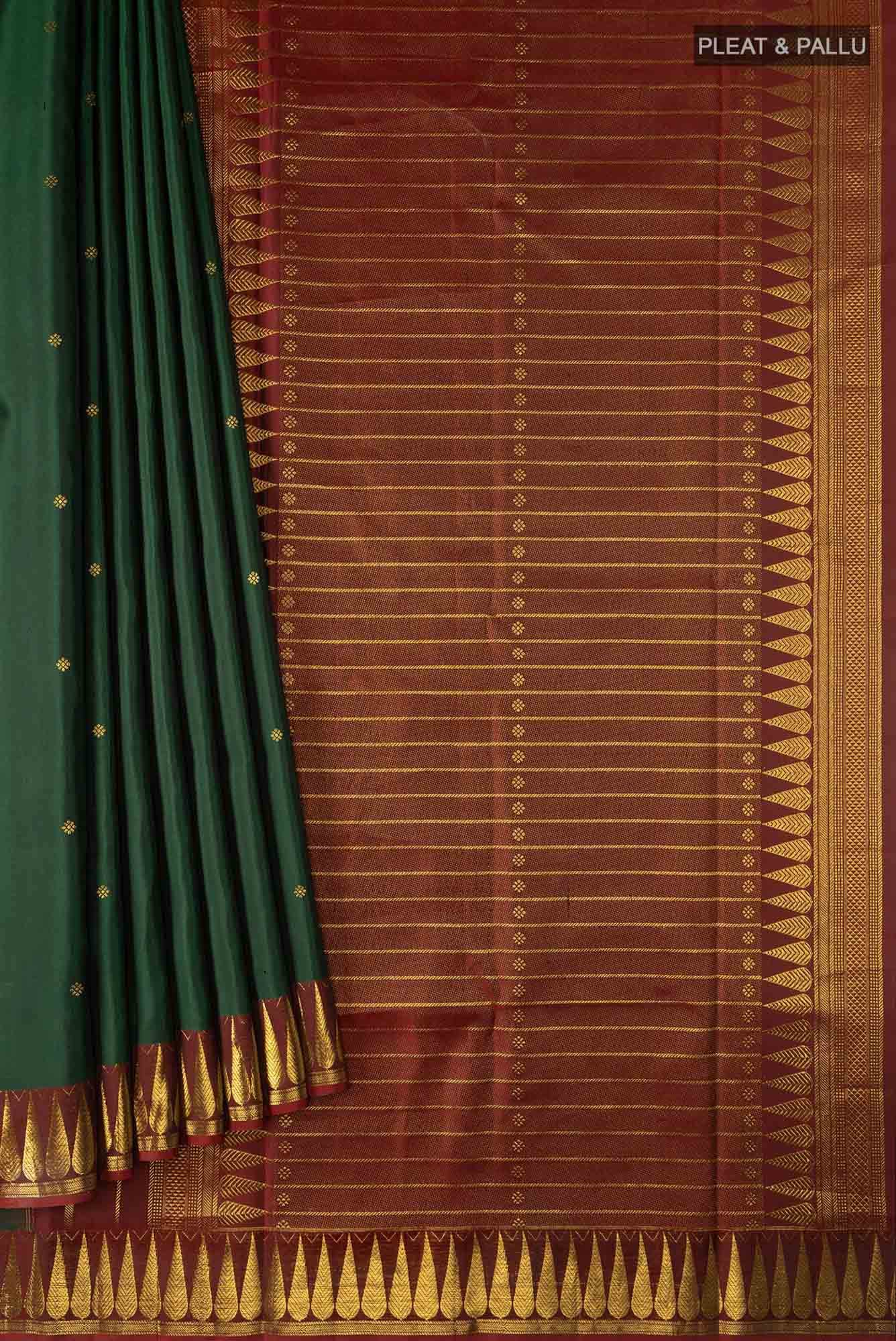 Amara-Green Kanchipuram Silk Saree - Image 8