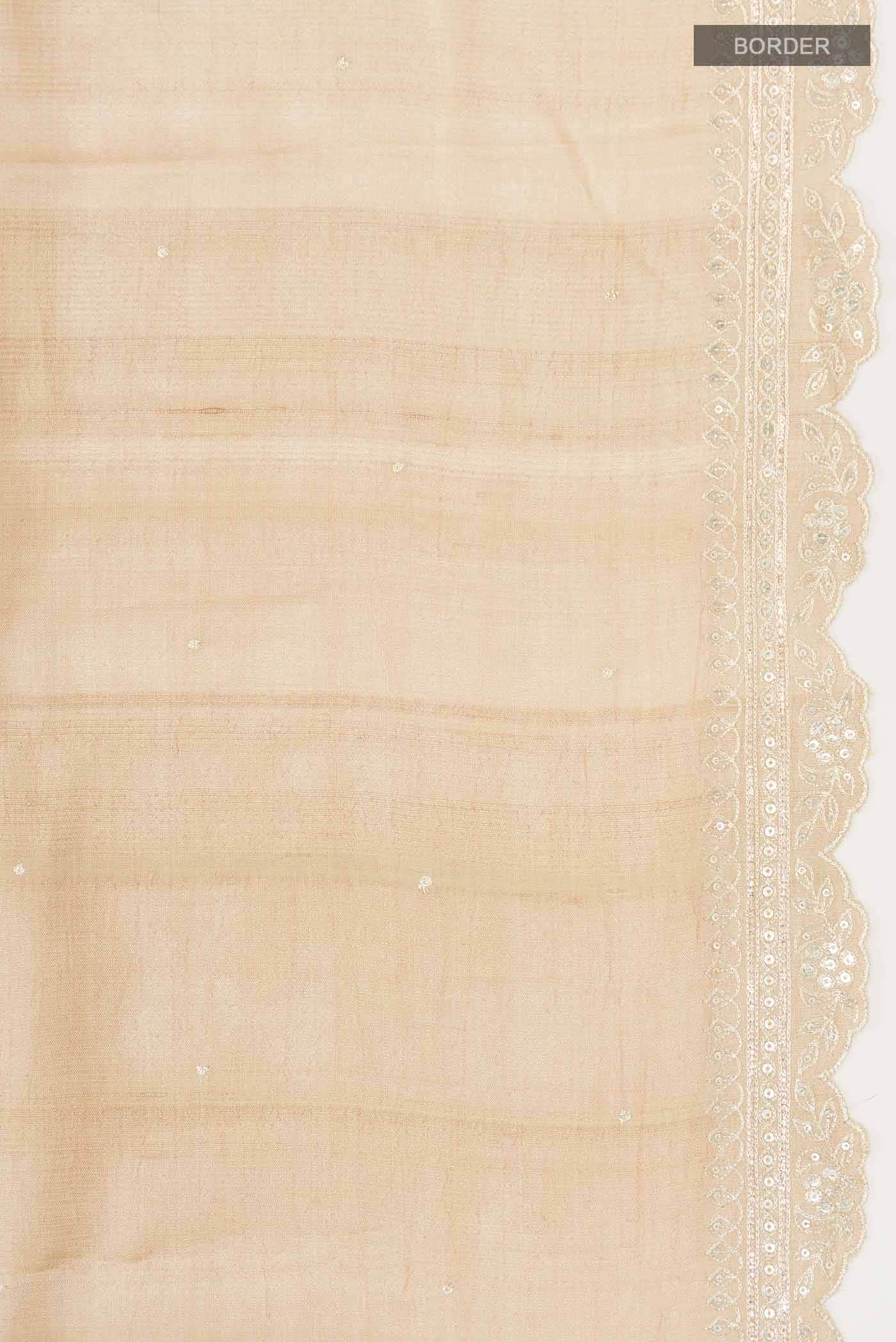 Beige Tussar Silk Saree - Image 5