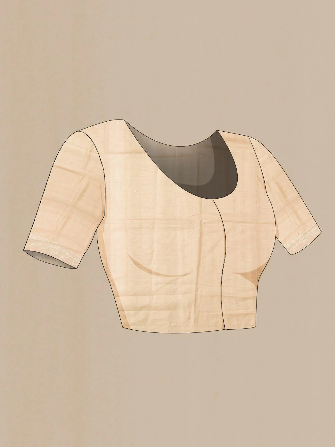 Beige Tussar Silk Saree - Image 6