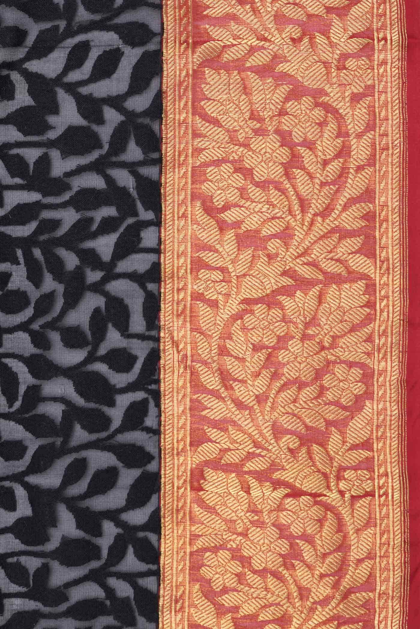 Black Banarasi Silk Saree - Image 3