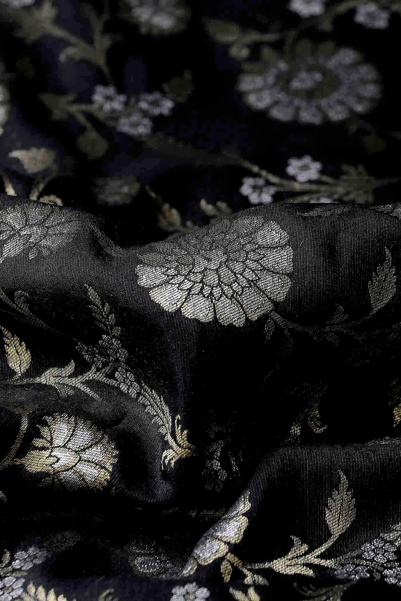 Black Banarasi Tussar Georgette Saree - Image 3