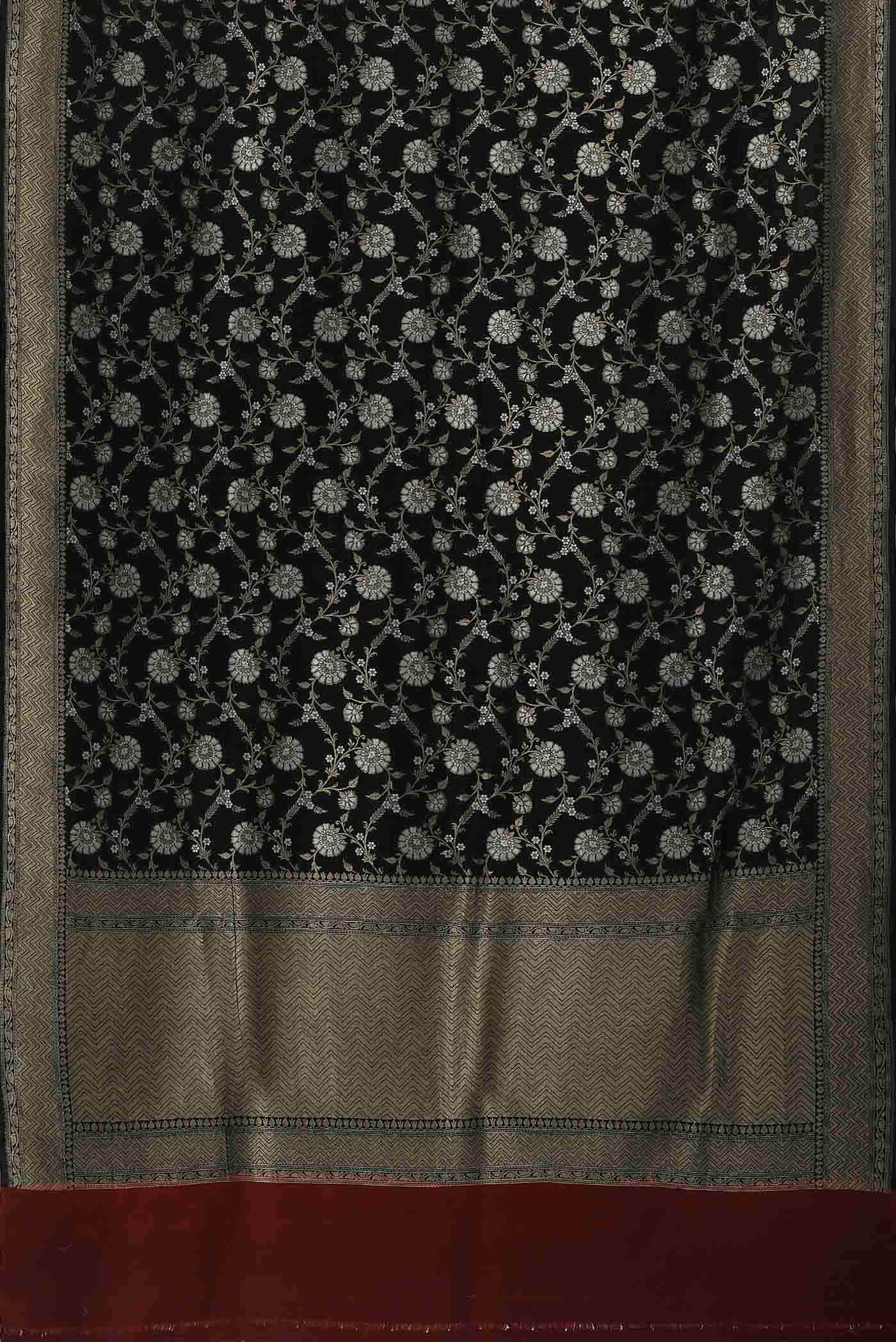 Black Banarasi Tussar Georgette Saree - Image 4
