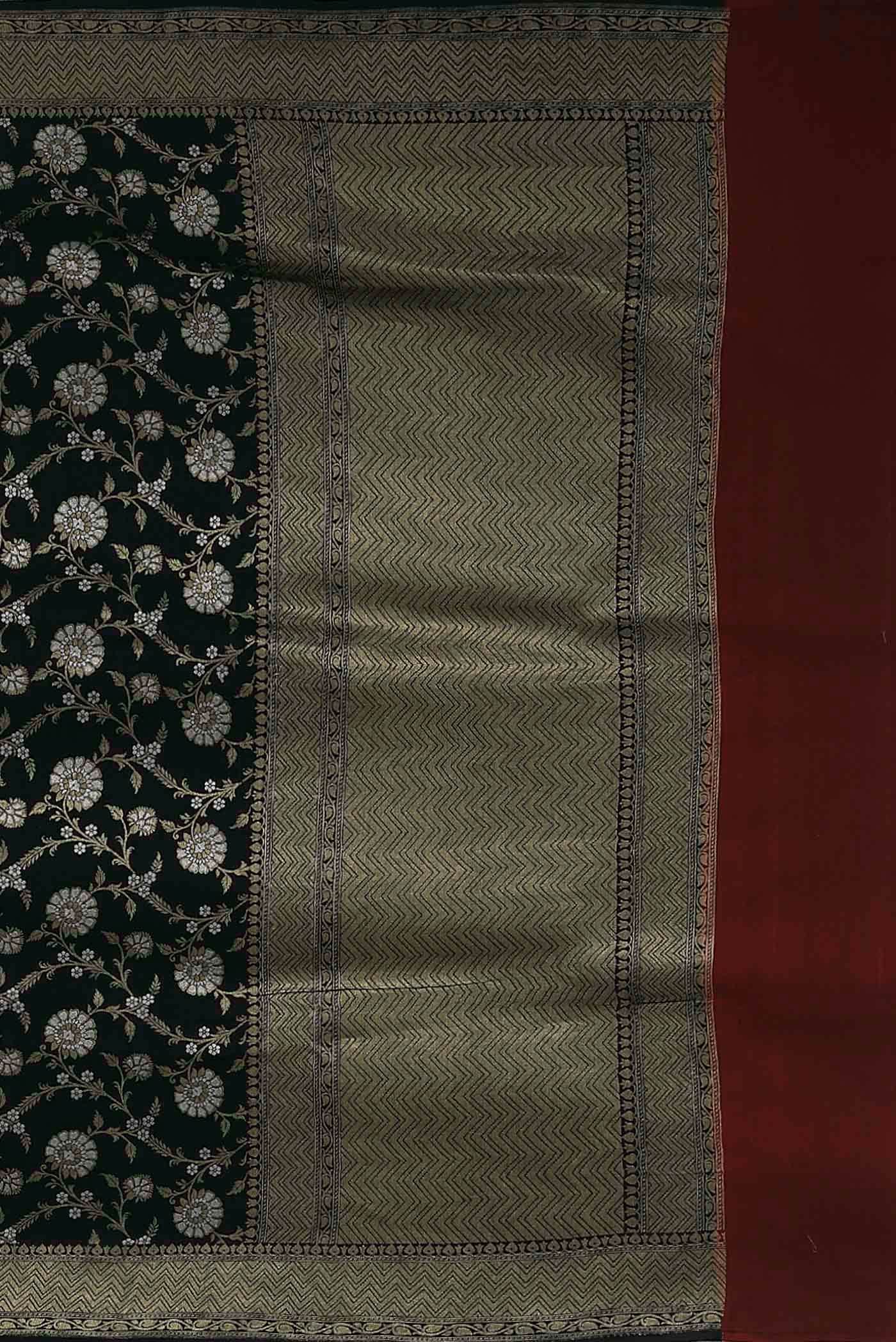 Black Banarasi Tussar Georgette Saree - Image 5