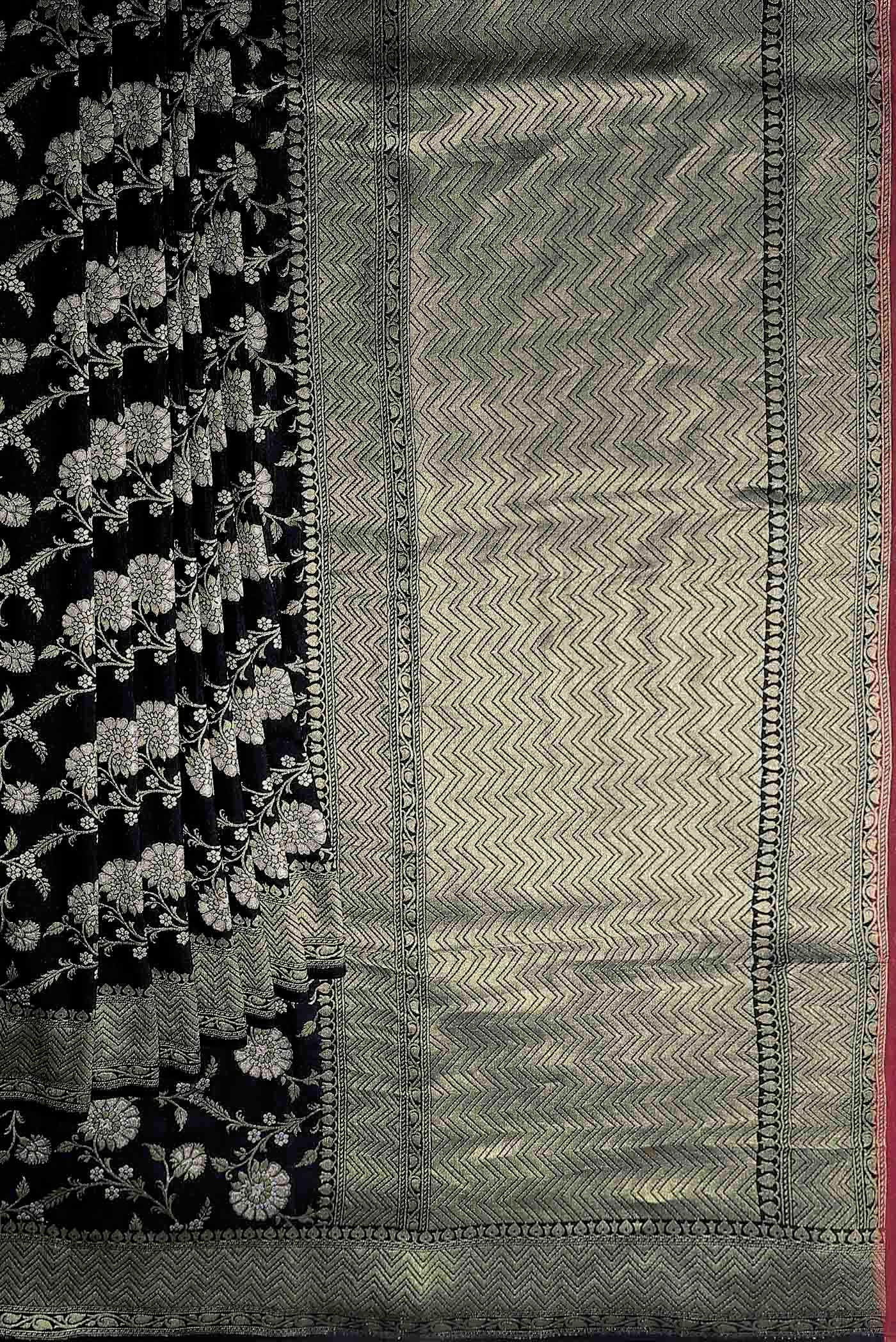 Black Banarasi Tussar Georgette Saree - Image 6