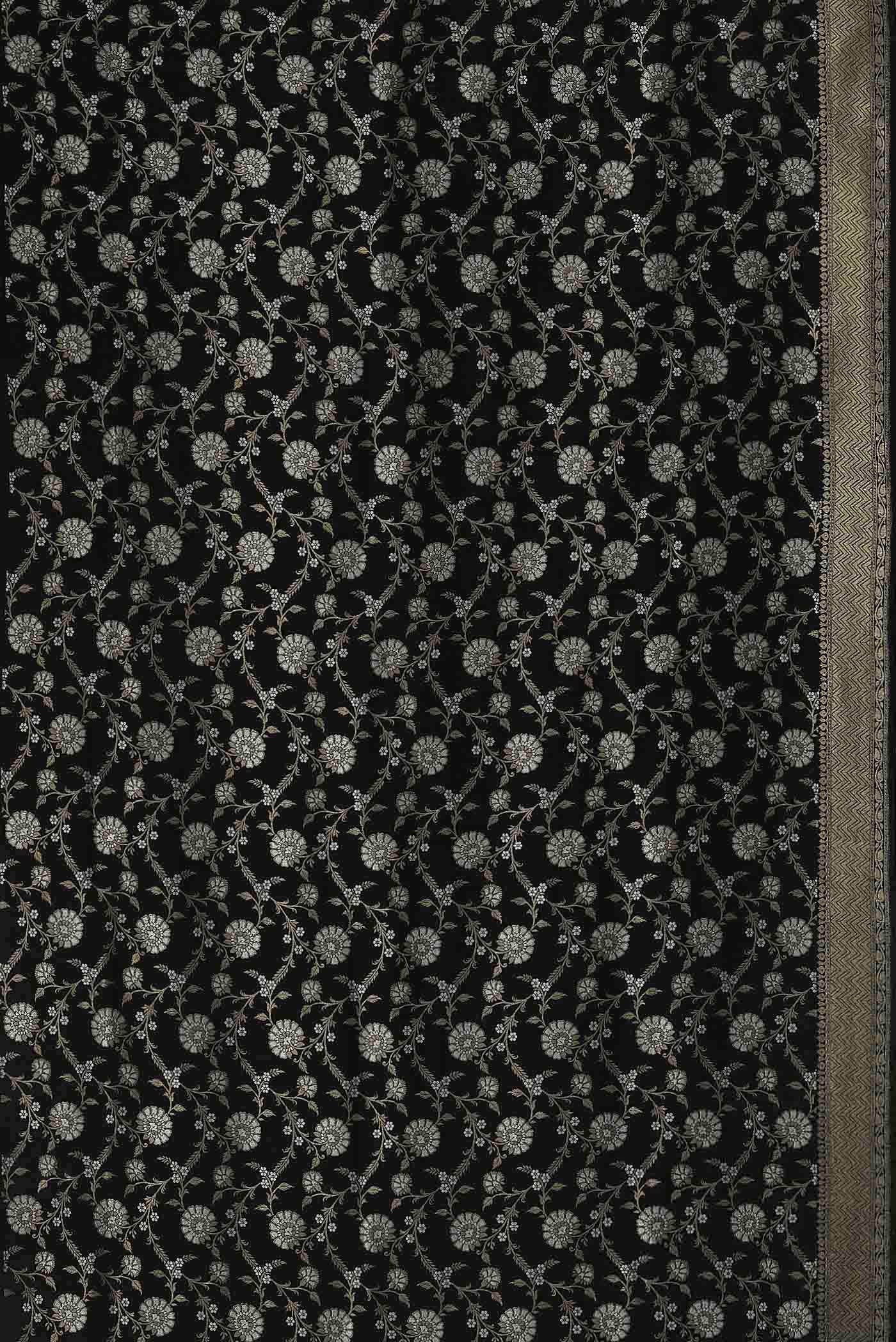 Black Banarasi Tussar Georgette Saree - Image 7