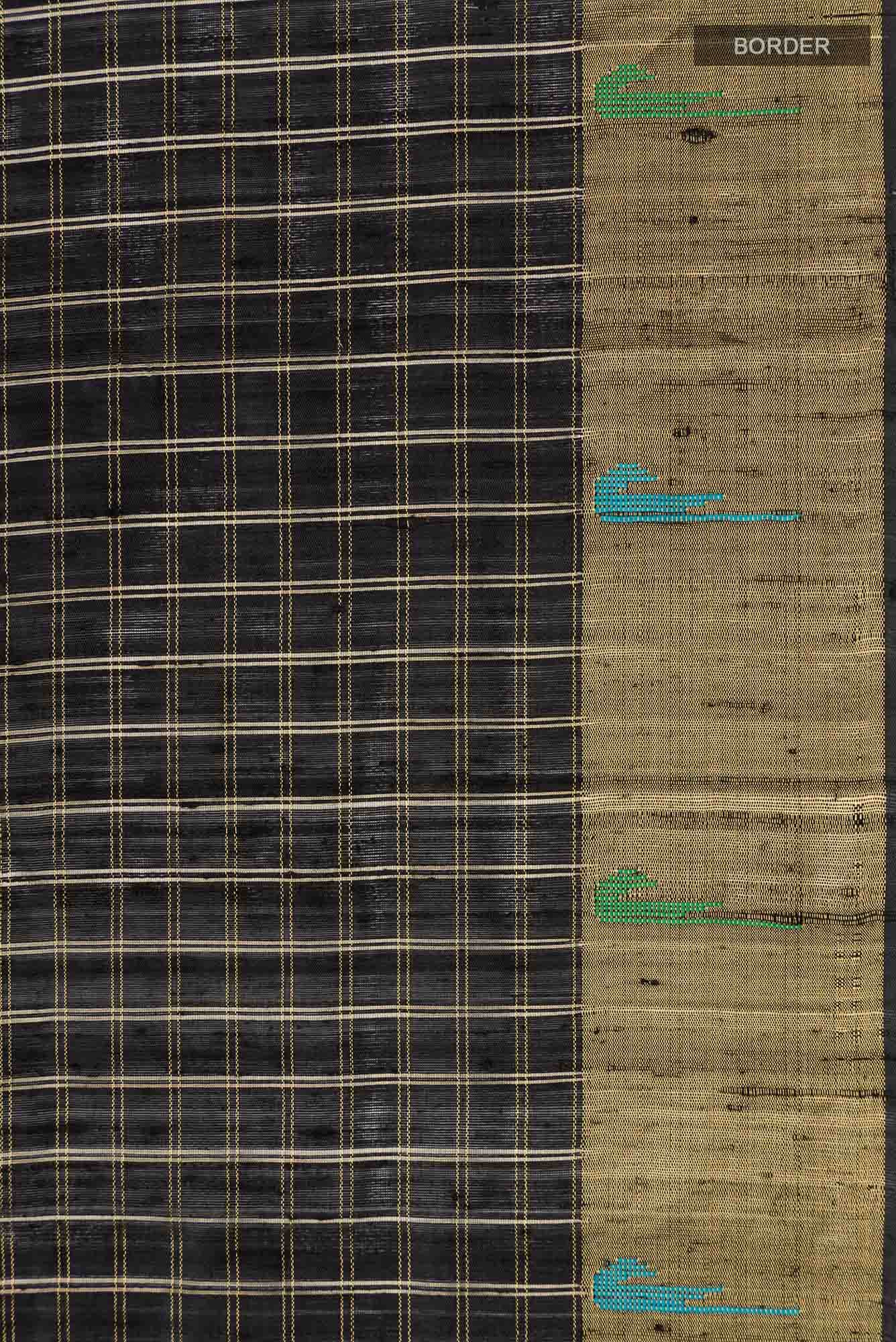 Black Bhagalpuri Tussar Silk Saree - Image 4