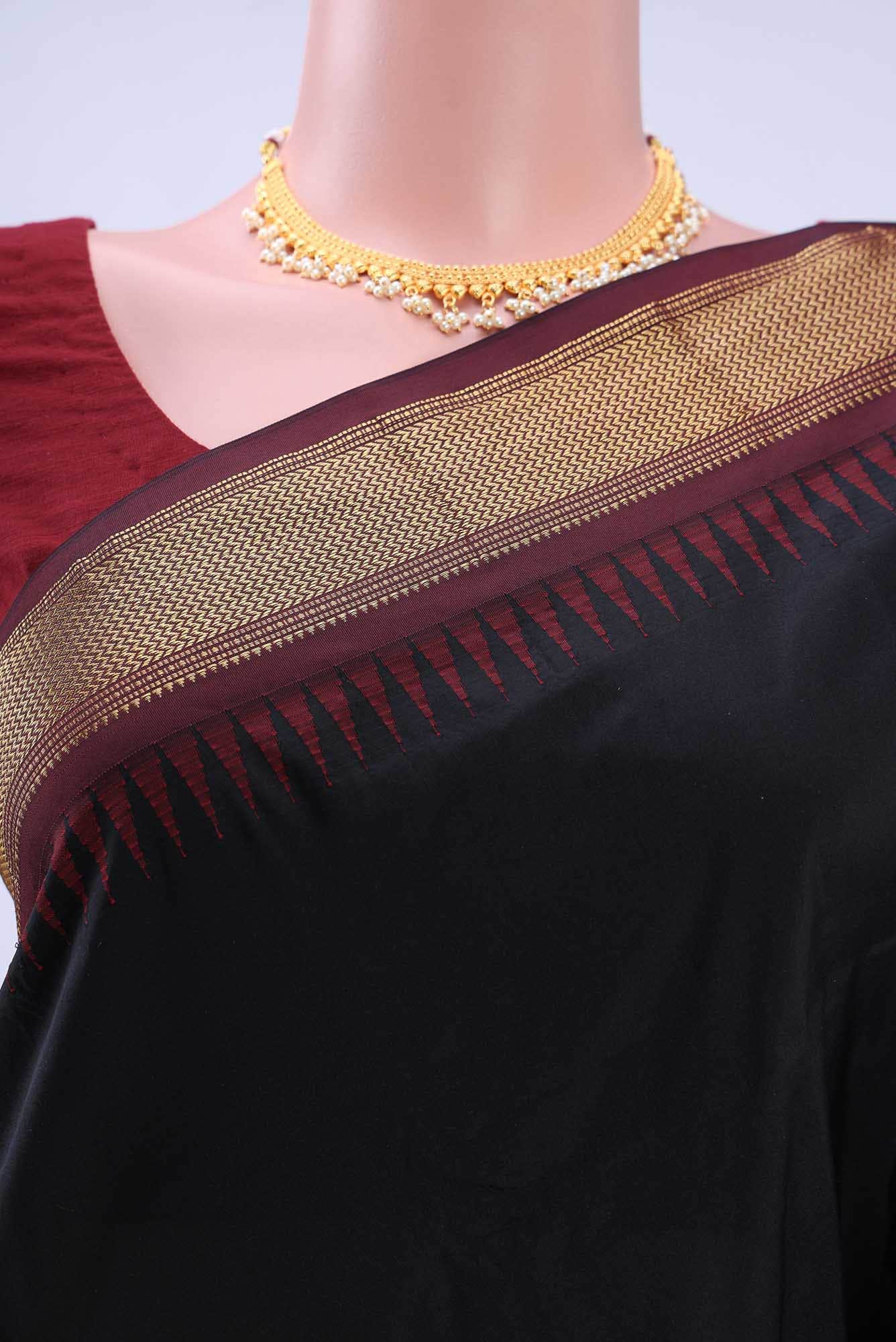 Black Blended Bangalore Silk Saree - Image 3
