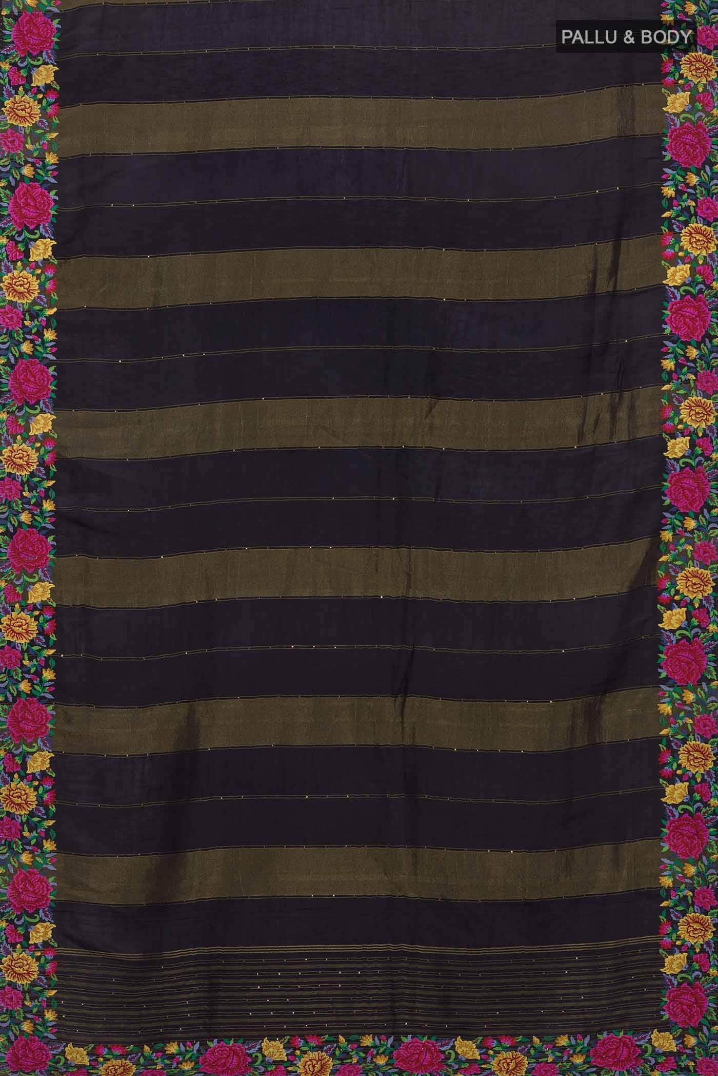 Black Tussar Silk Saree - Image 4