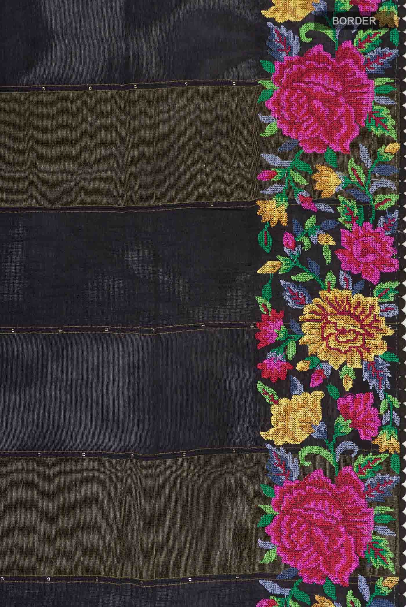 Black Tussar Silk Saree - Image 5
