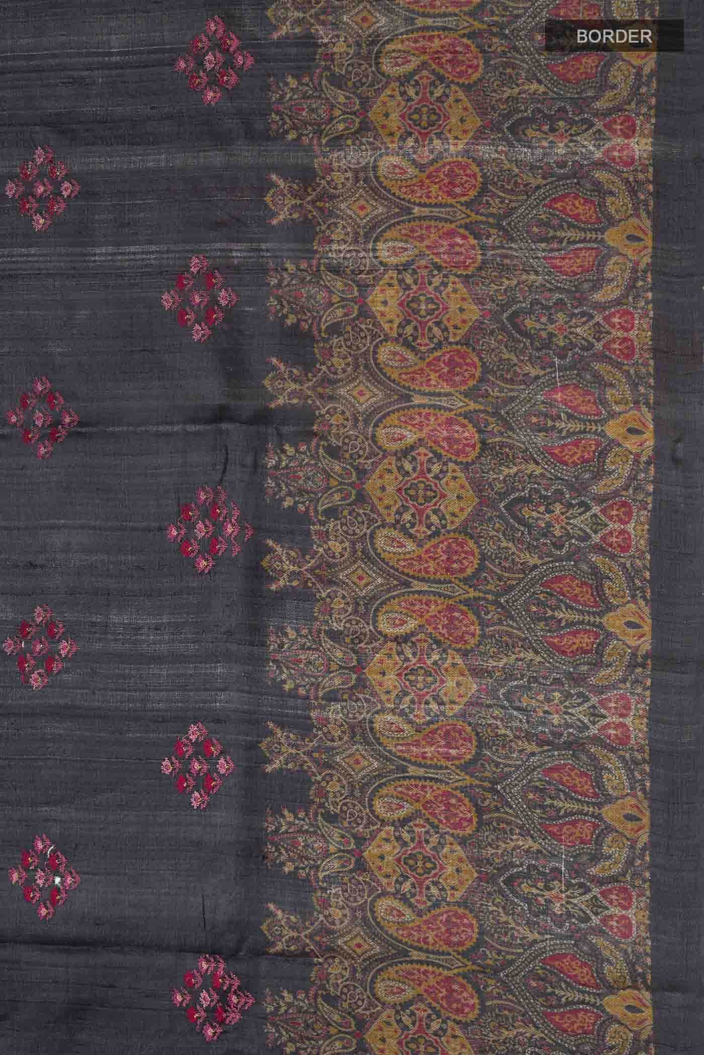 Black Tussar Silk Saree - Image 4