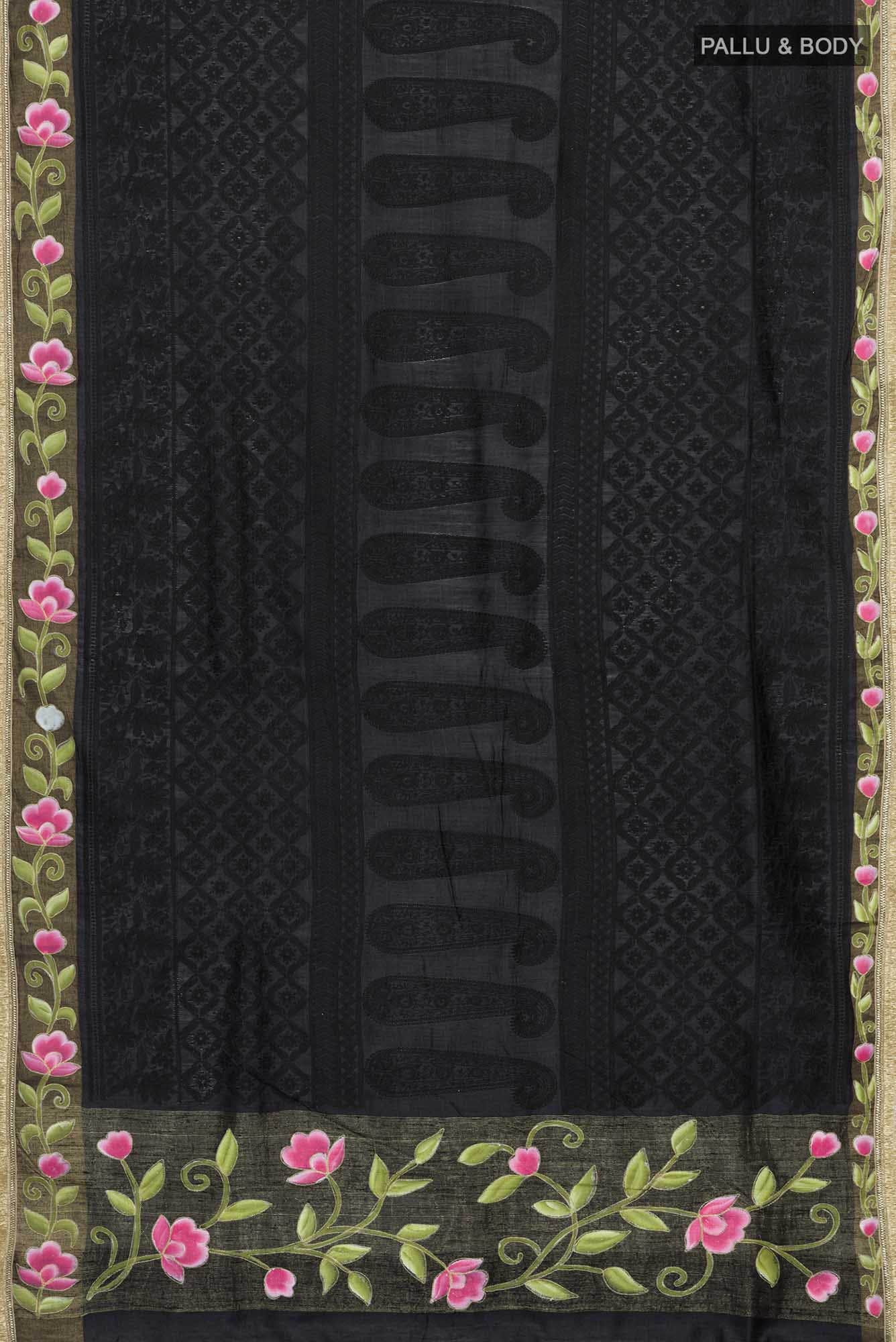 Black Tussar Silk Saree - Image 3