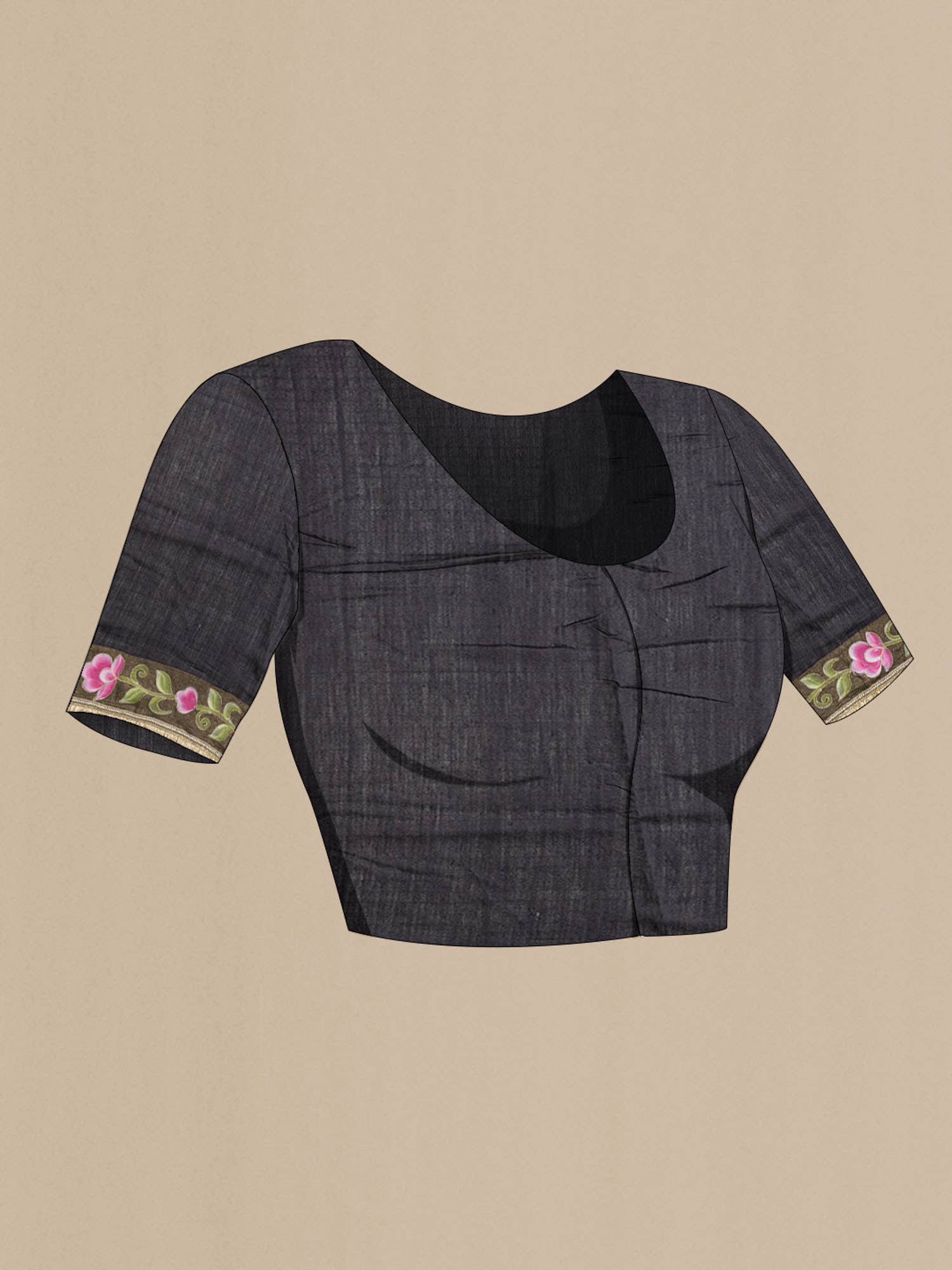 Black Tussar Silk Saree - Image 5