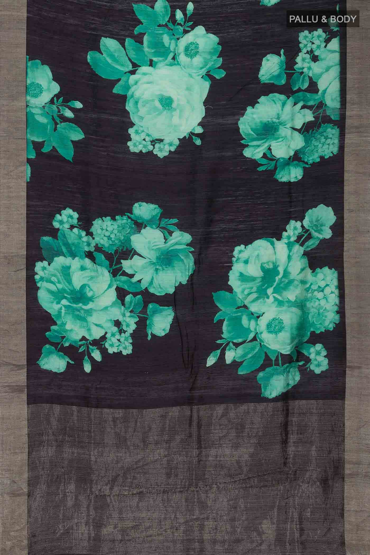 Black Tussar Silk Saree - Image 3