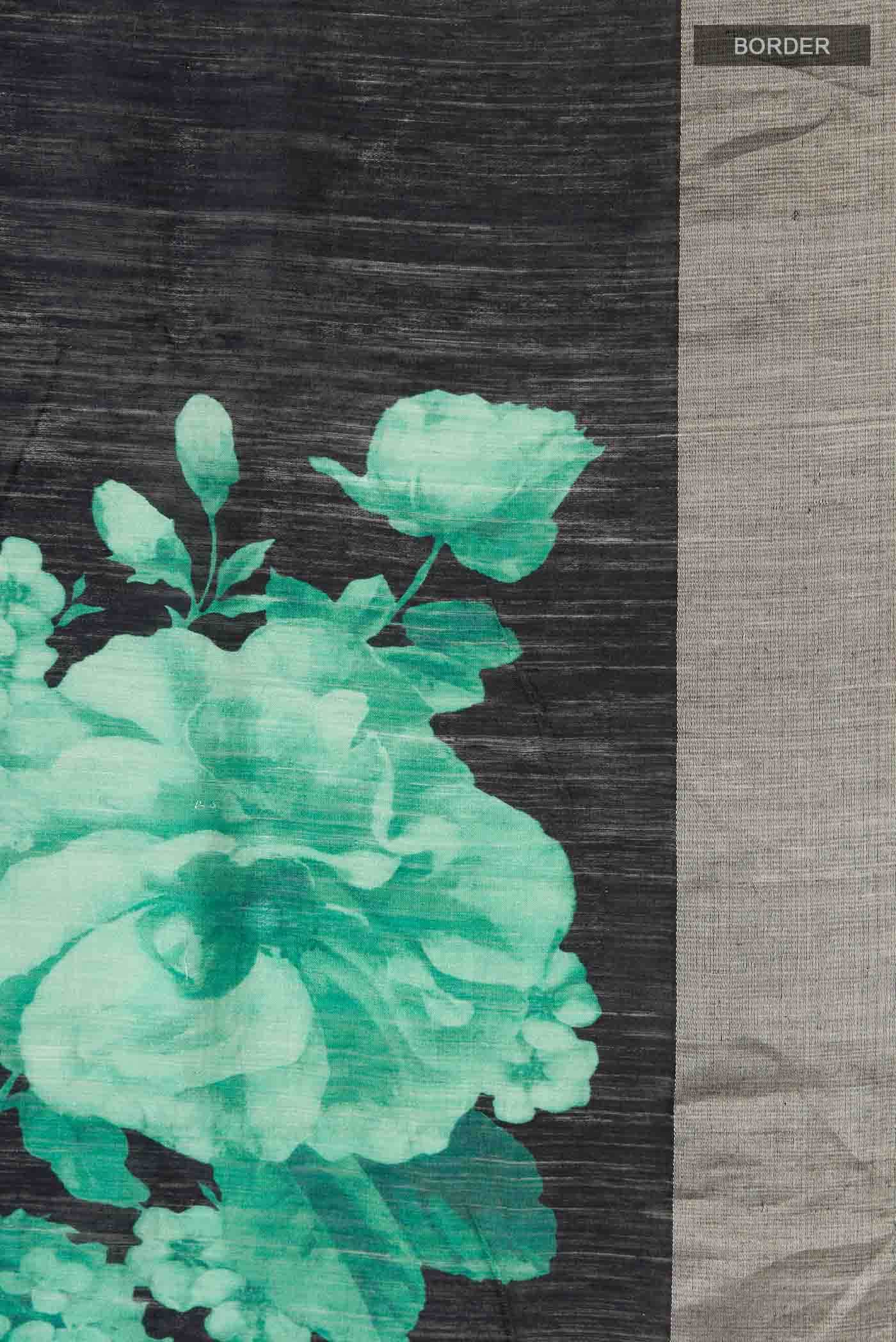 Black Tussar Silk Saree - Image 4