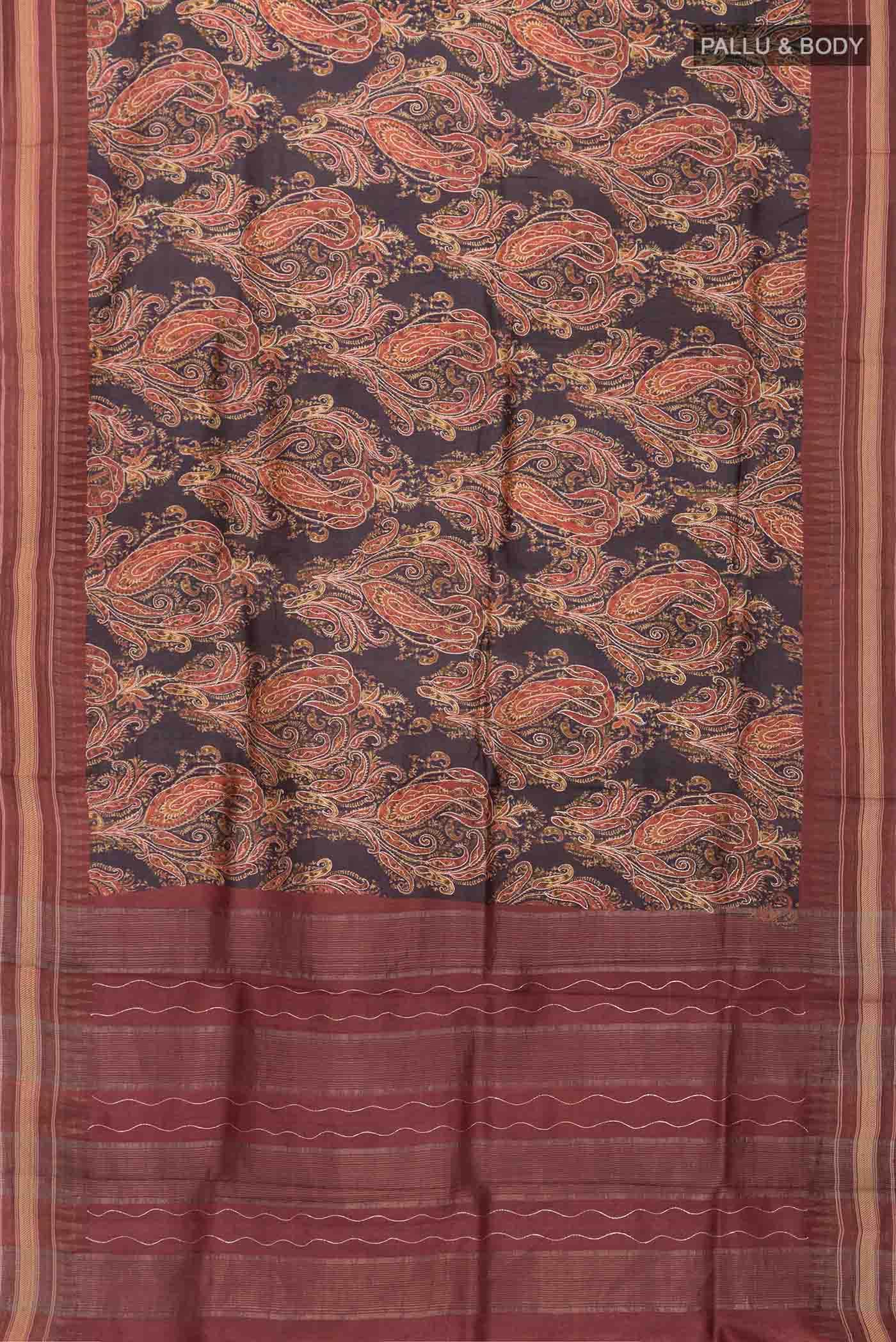 Black Tussar Silk Saree - Image 4