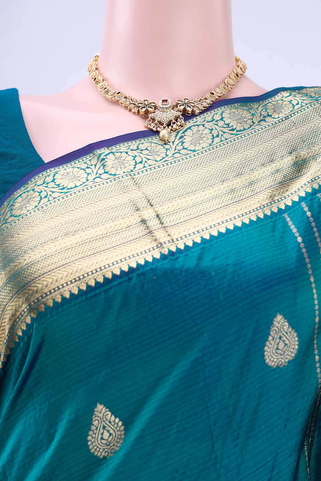 Blue Blended Bangalore Silk Saree - Image 3