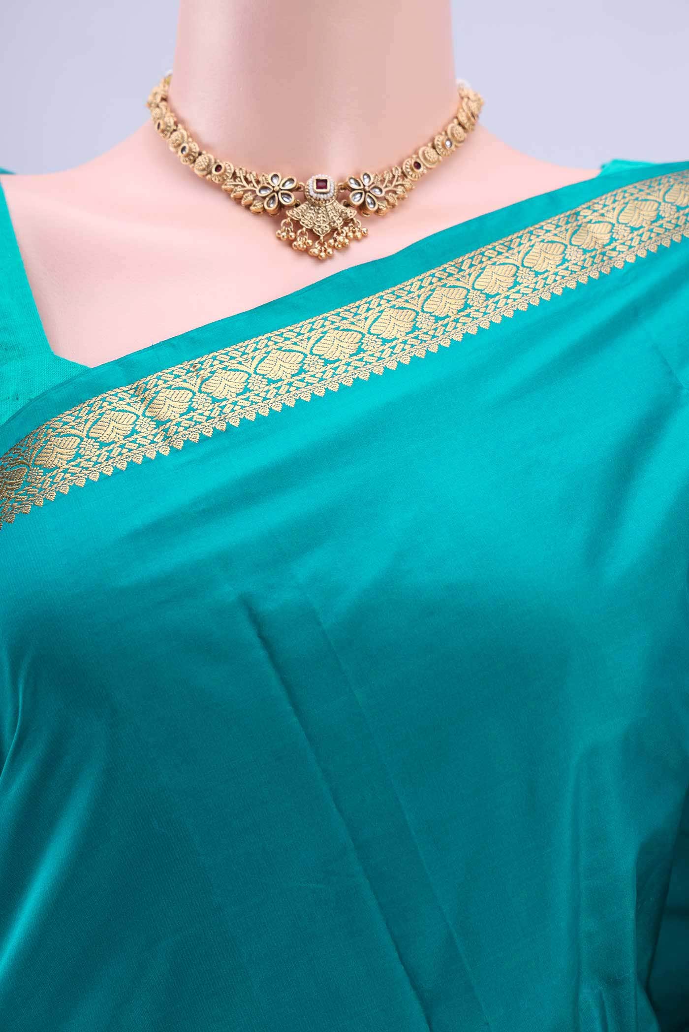 Blue Blended Bangalore Silk Saree - Image 3