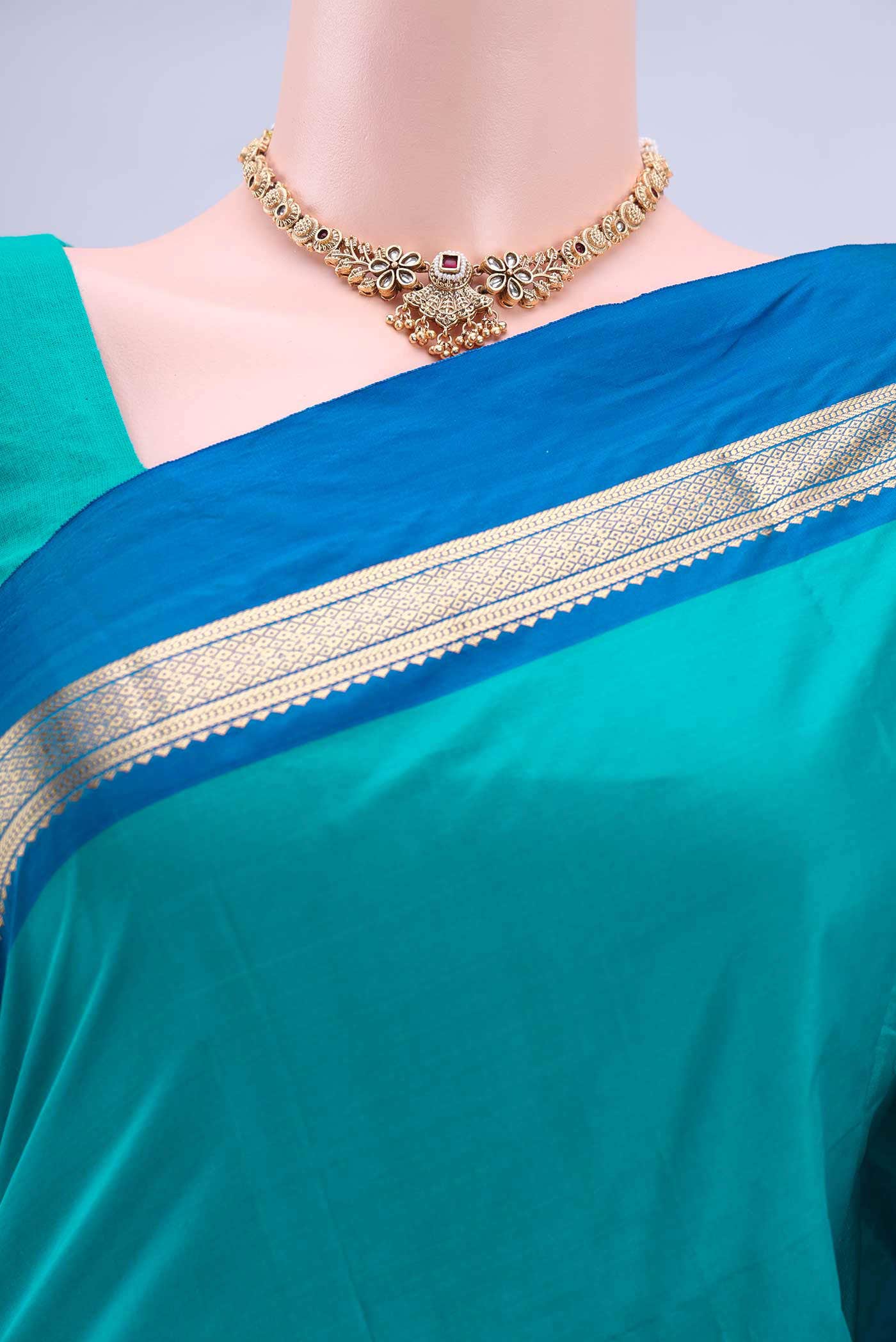 Blue Blended Bangalore Silk Saree - Image 3