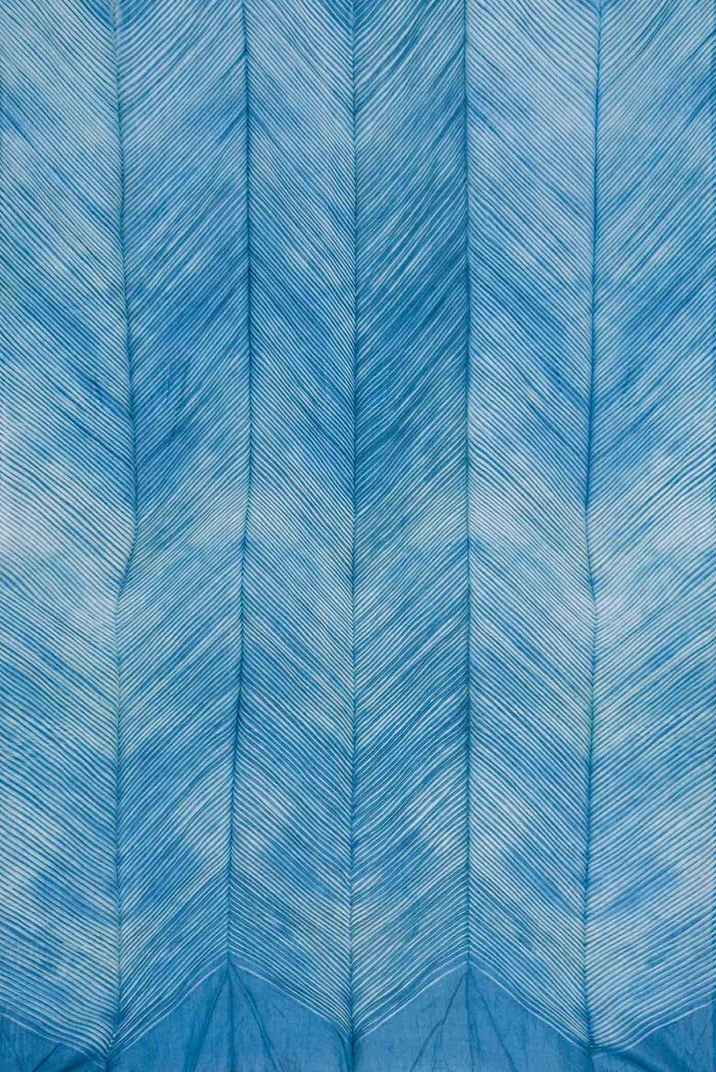 Blue Dual Tone Tussar Silk Saree - Image 3