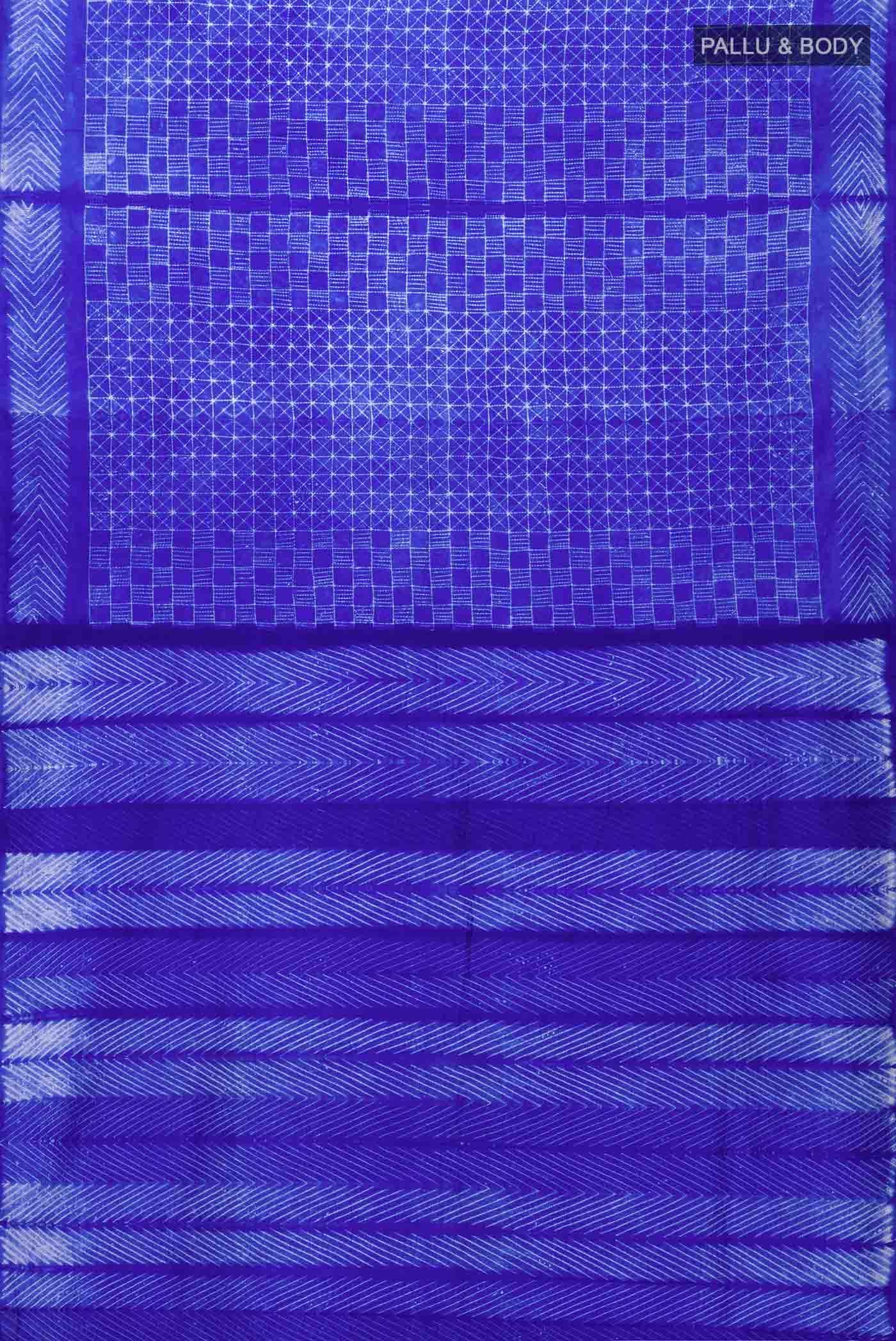 Blue Tussar Silk Saree - Image 3