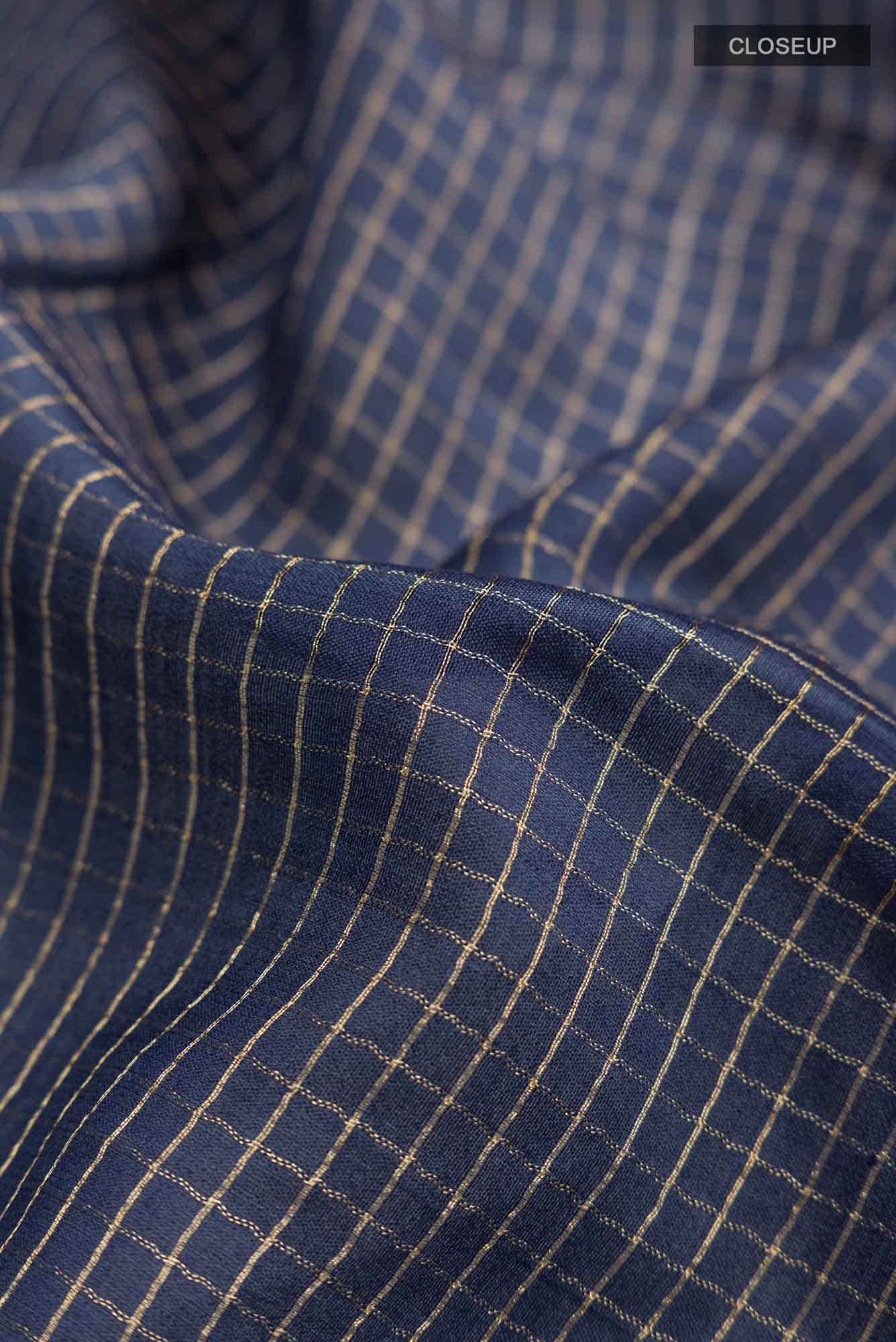 Blue Tussar Silk Saree - Image 3