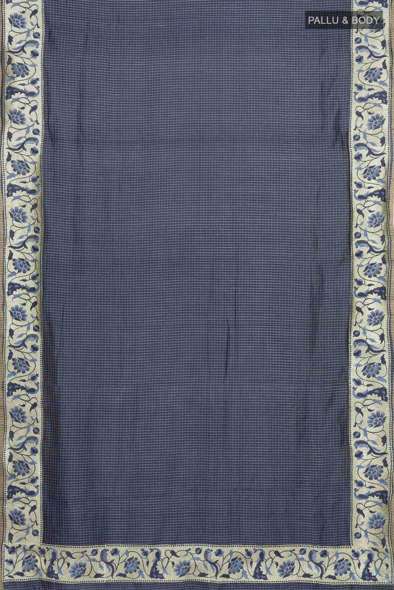 Blue Tussar Silk Saree - Image 4