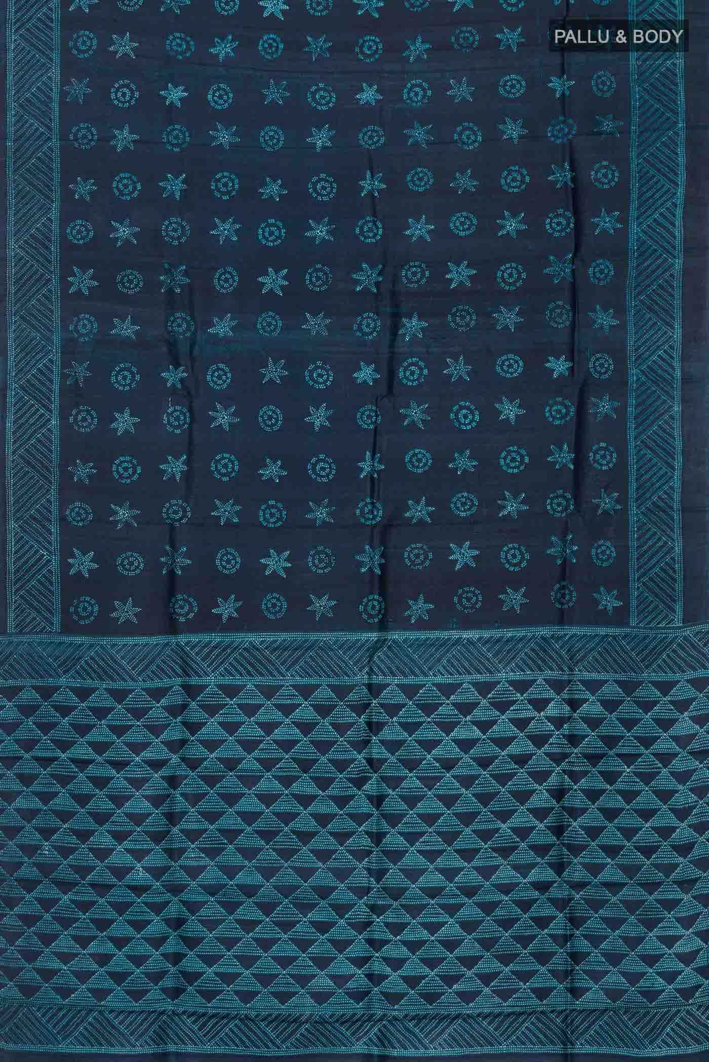 Blue Tussar Silk Saree - Image 3