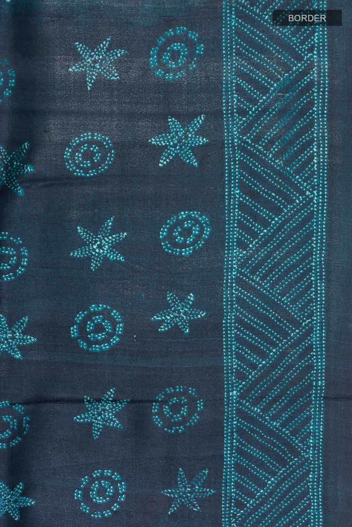 Blue Tussar Silk Saree - Image 4