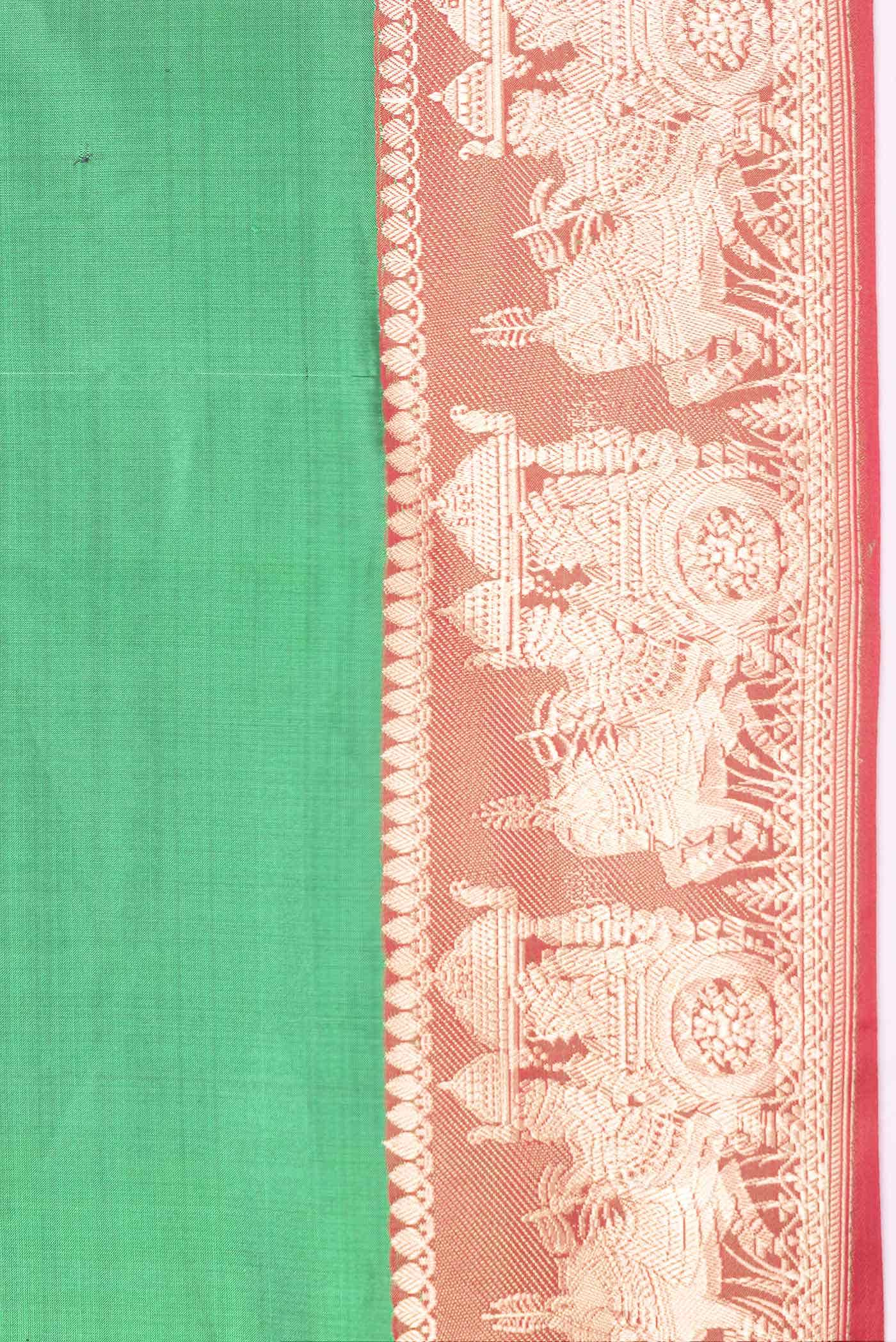 Bottle Green Dual Tone Banarasi Silk Saree - Image 5