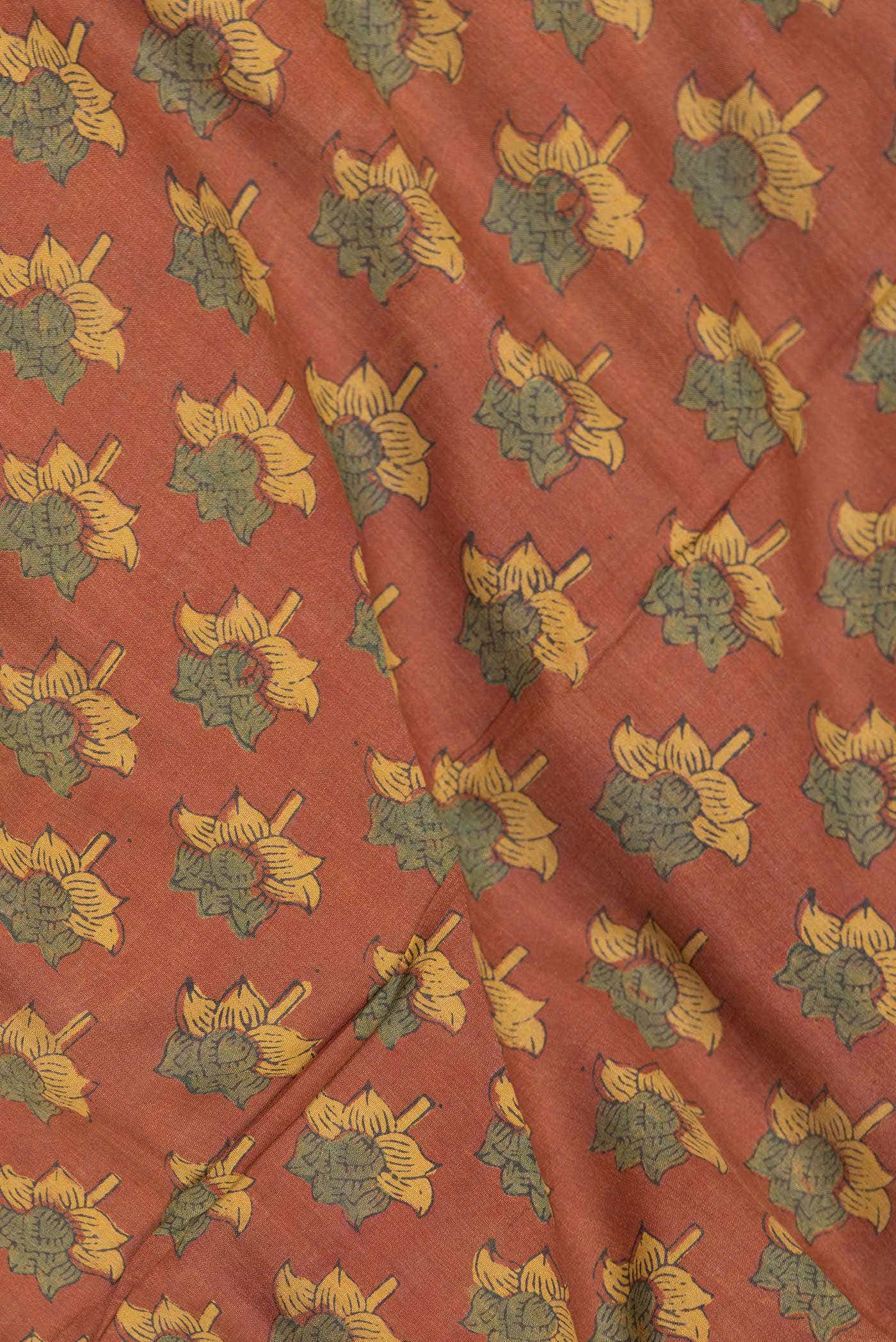 Brick Orange Dual Tone Tussar Silk Saree - Image 3