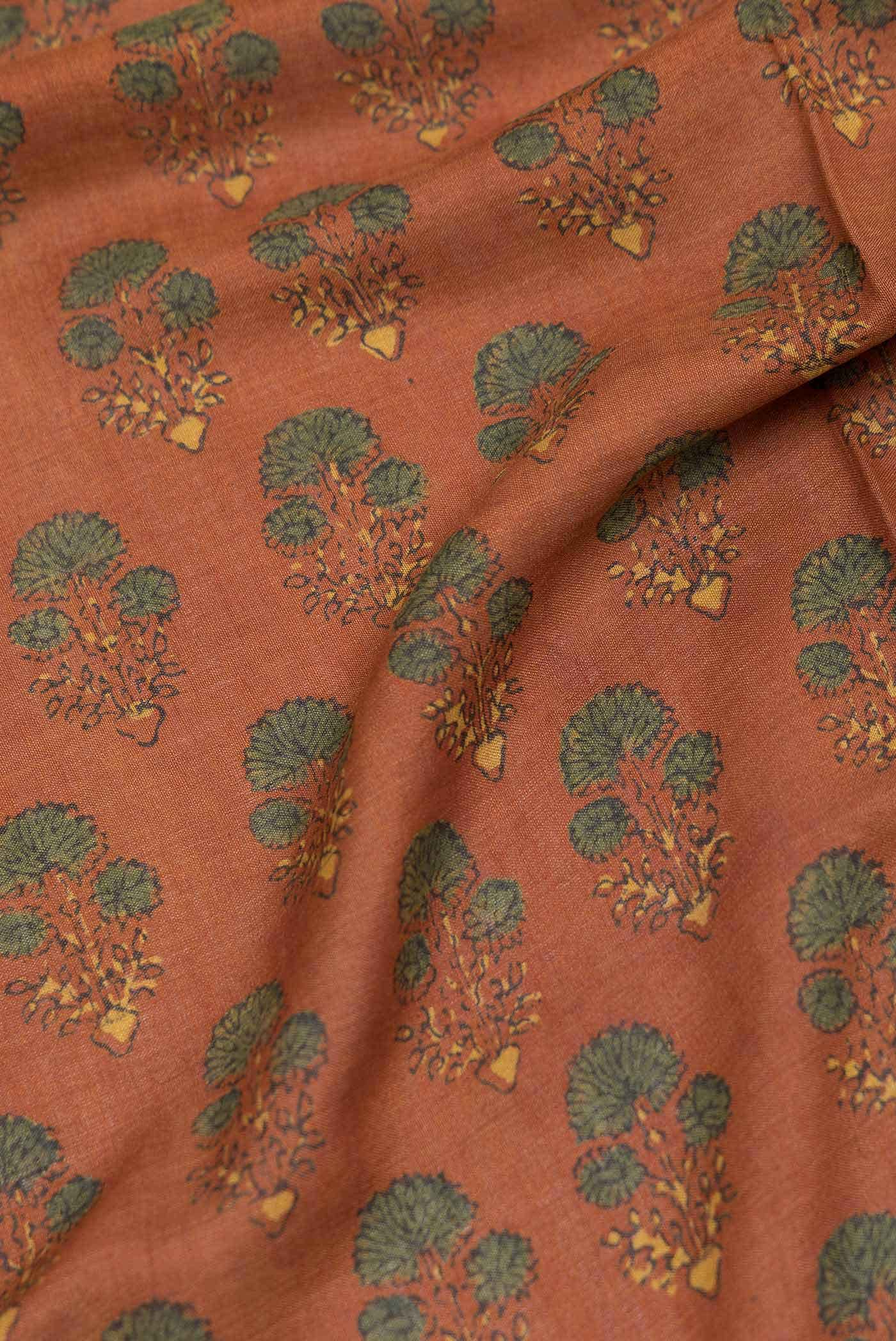 Brick Orange Dual Tone Tussar Silk Saree - Image 3