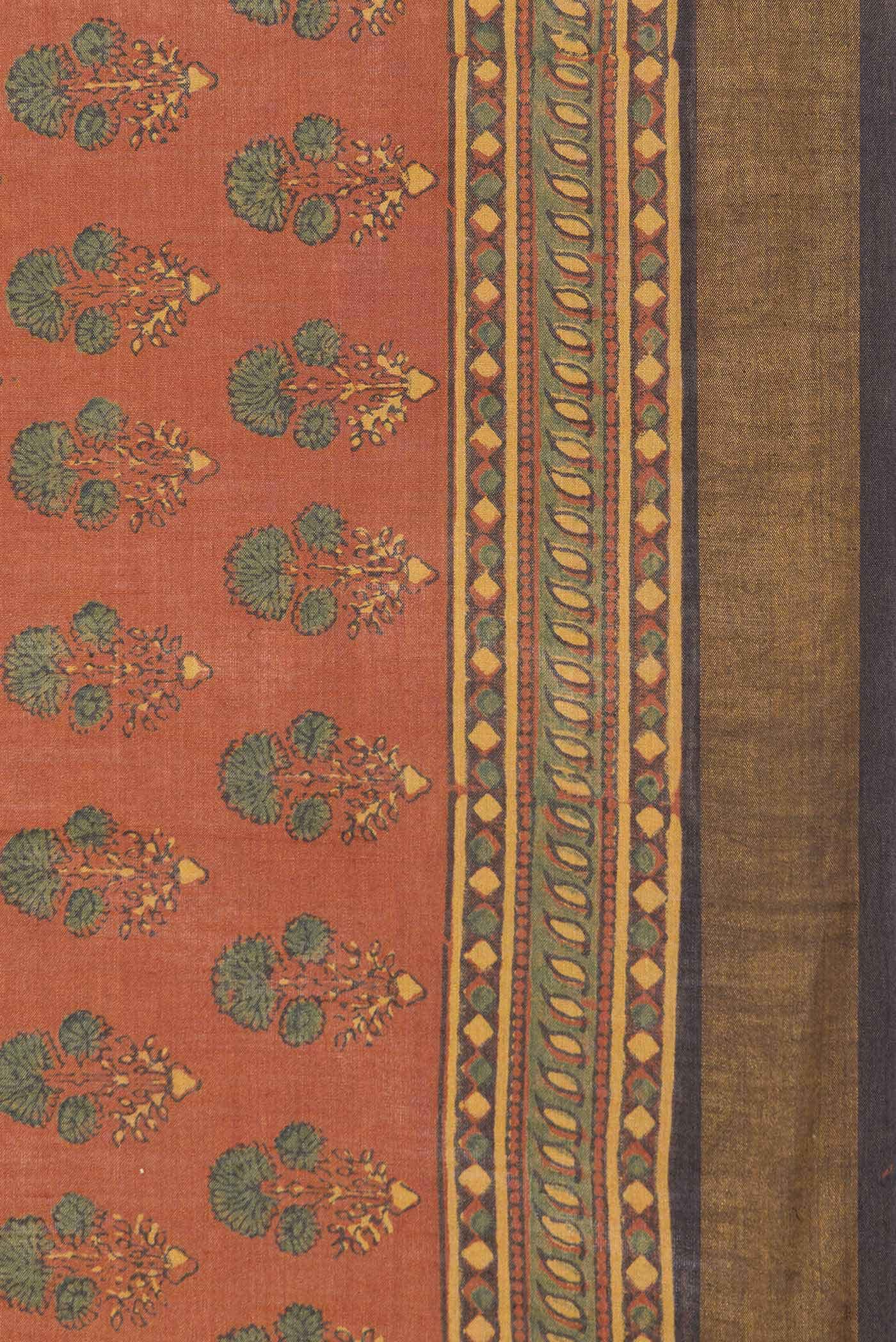 Brick Orange Dual Tone Tussar Silk Saree - Image 5