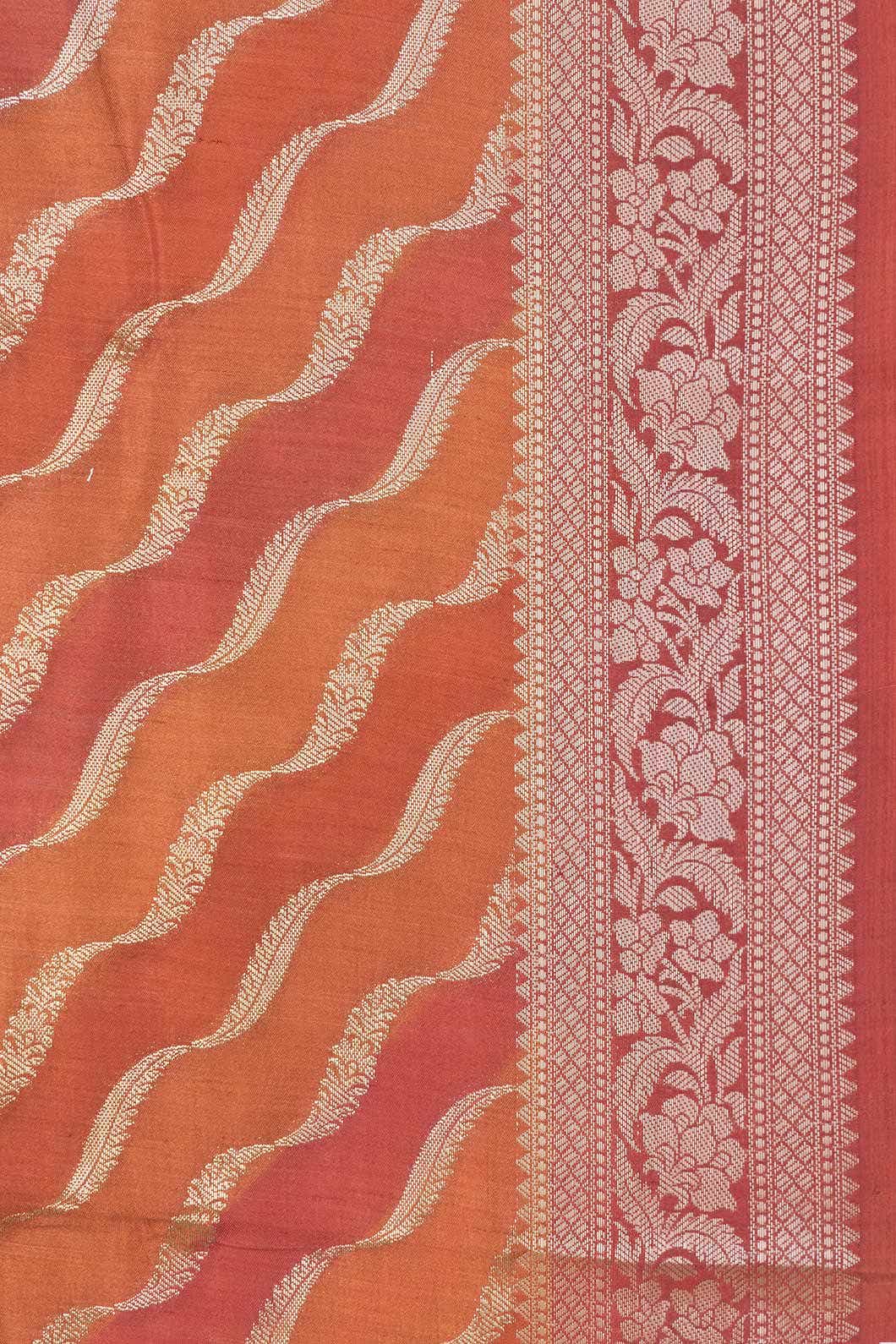 Rust Banarasi Raw Silk Saree - Image 3