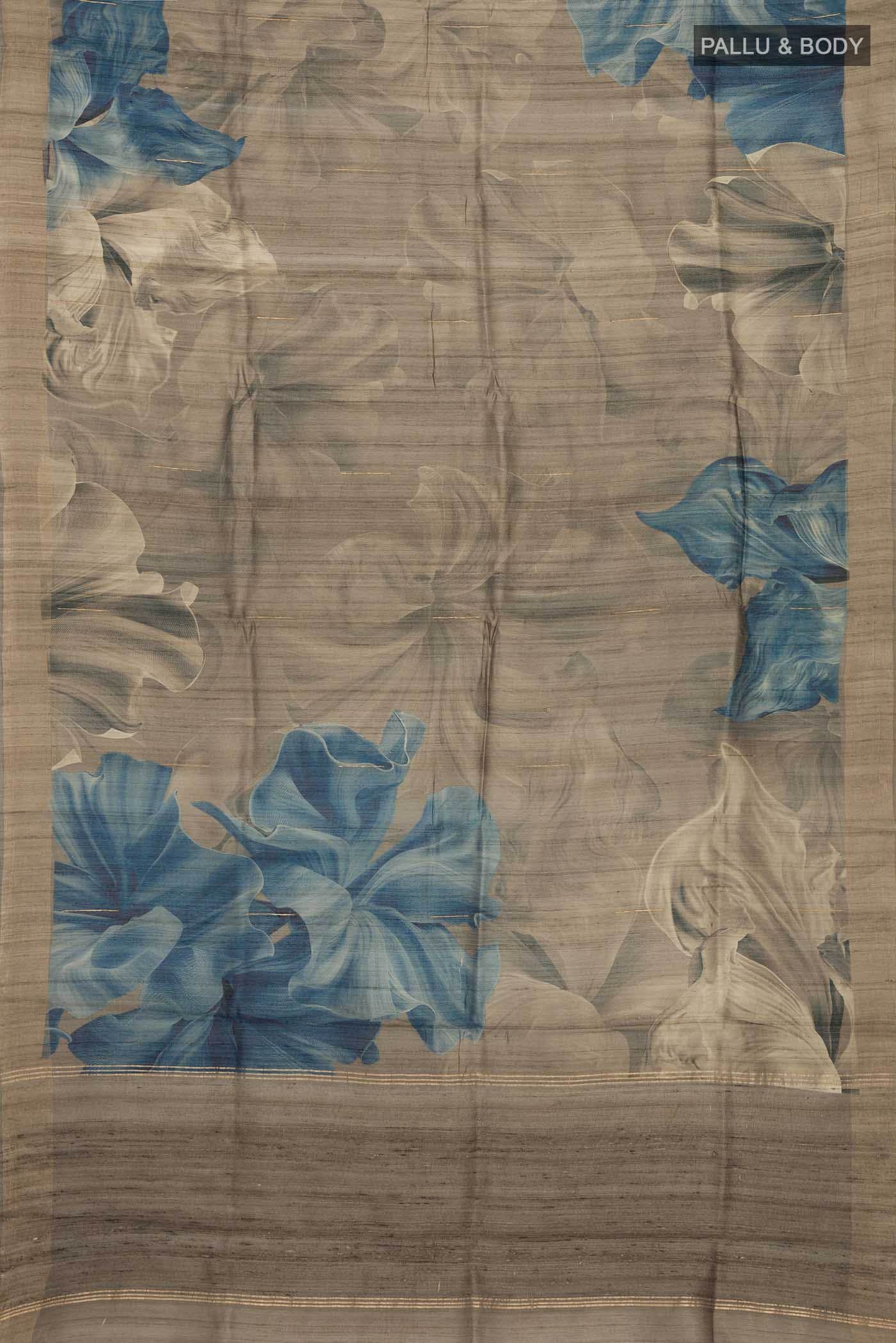 Brown Bhagalpuri Tussar Silk Saree - Image 3