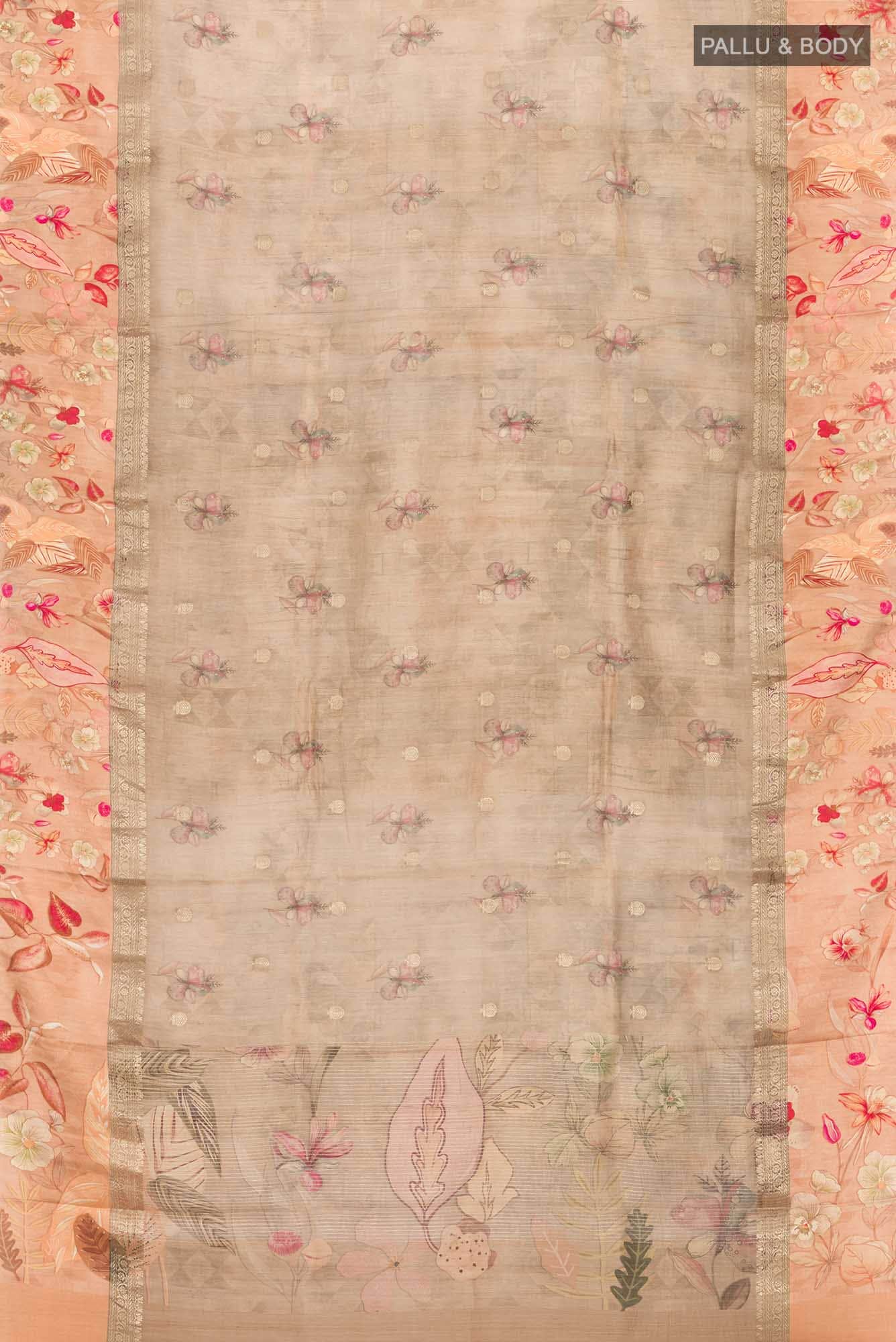 Brown Bhagalpuri Tussar Silk Saree - Image 4