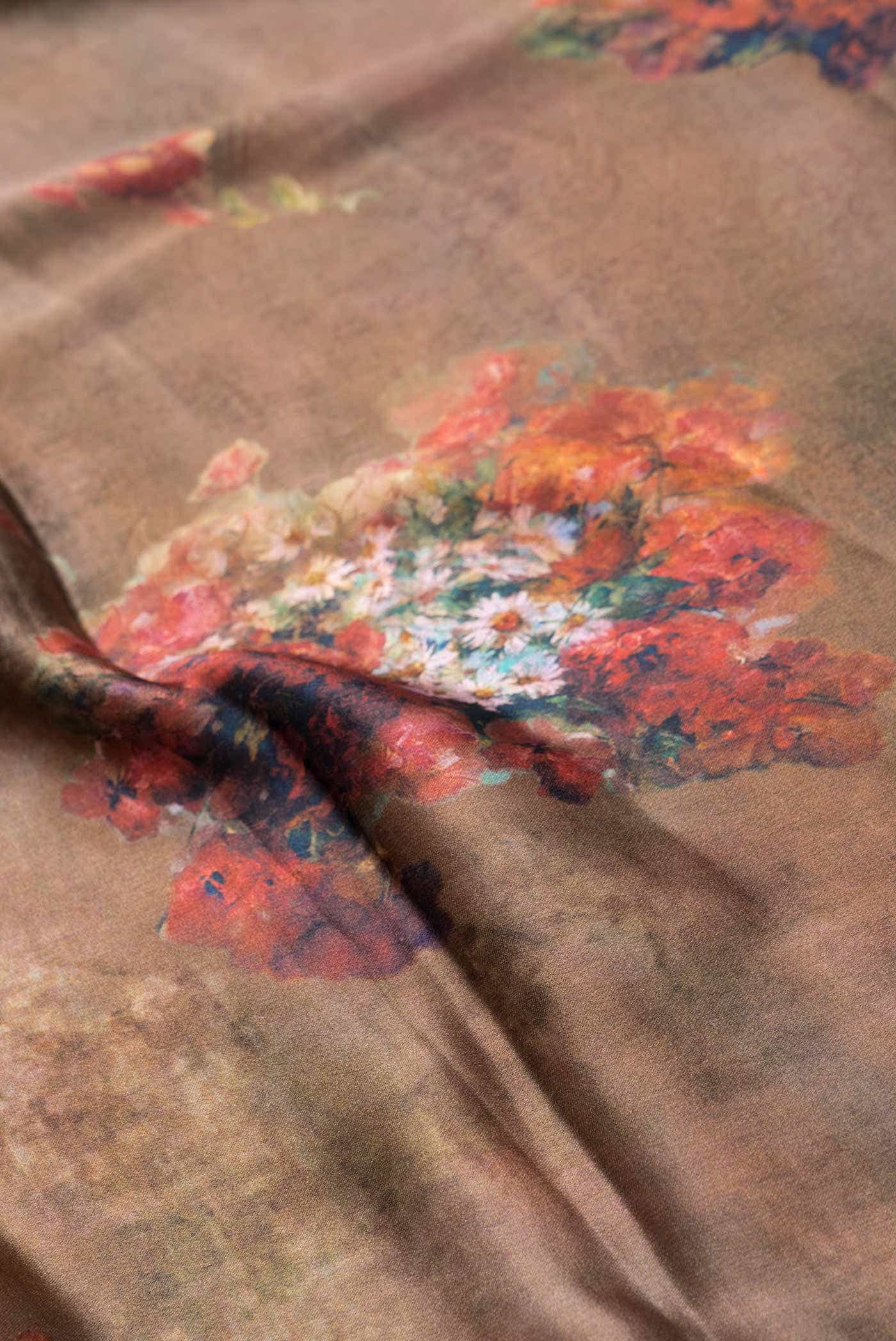 Brown Dual Tone Mysore Crepe Saree - Image 3