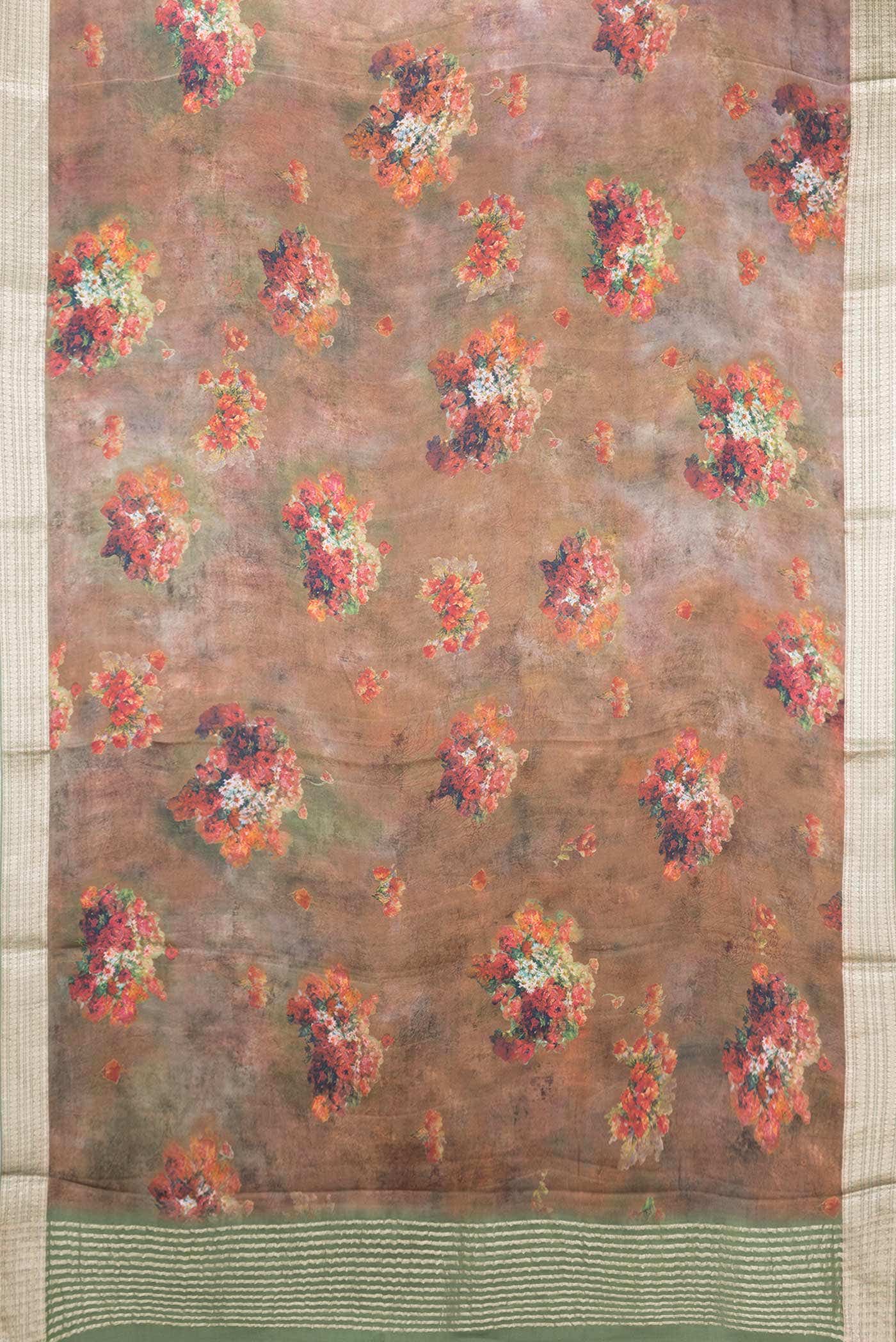 Brown Dual Tone Mysore Crepe Saree - Image 4