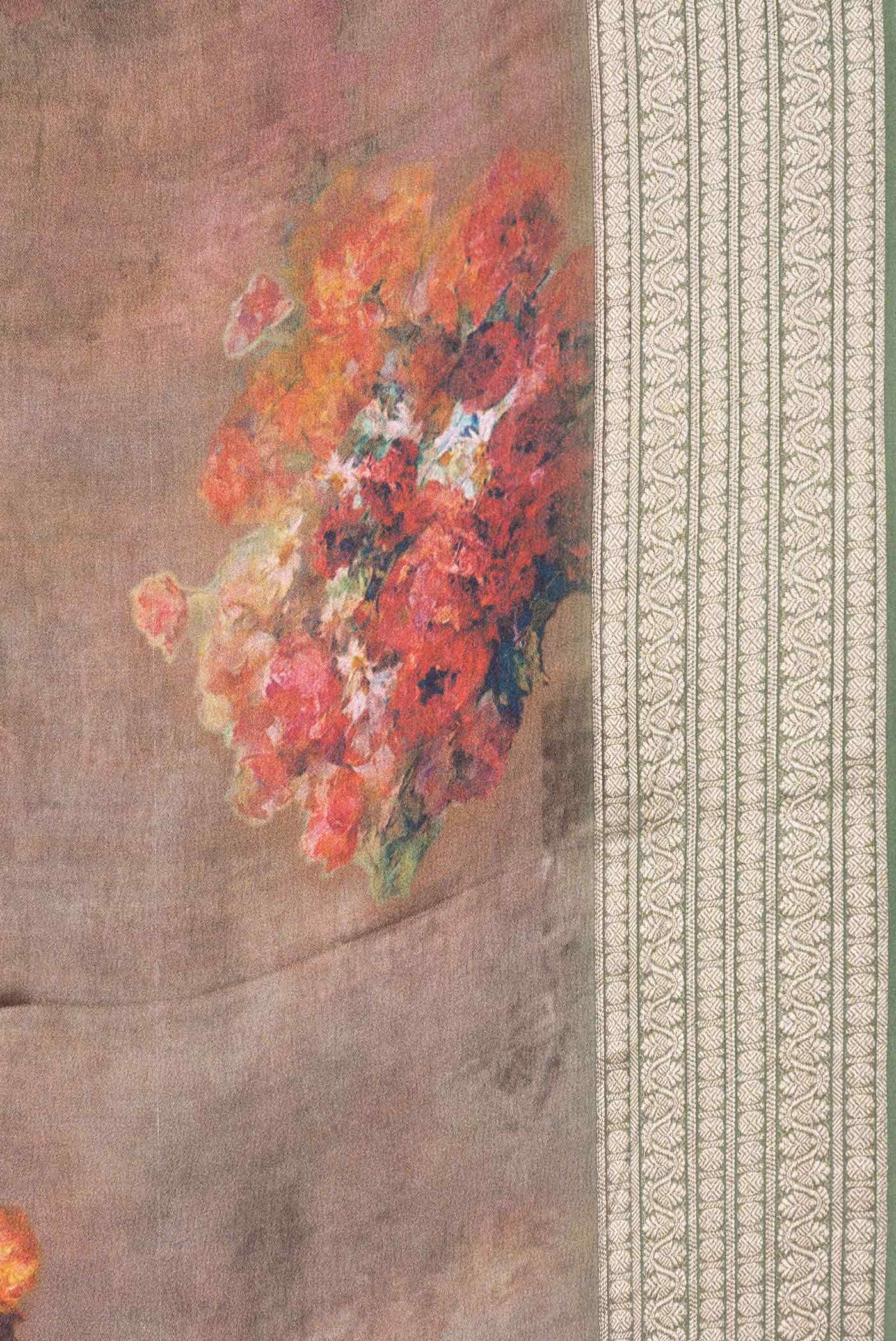 Brown Dual Tone Mysore Crepe Saree - Image 5