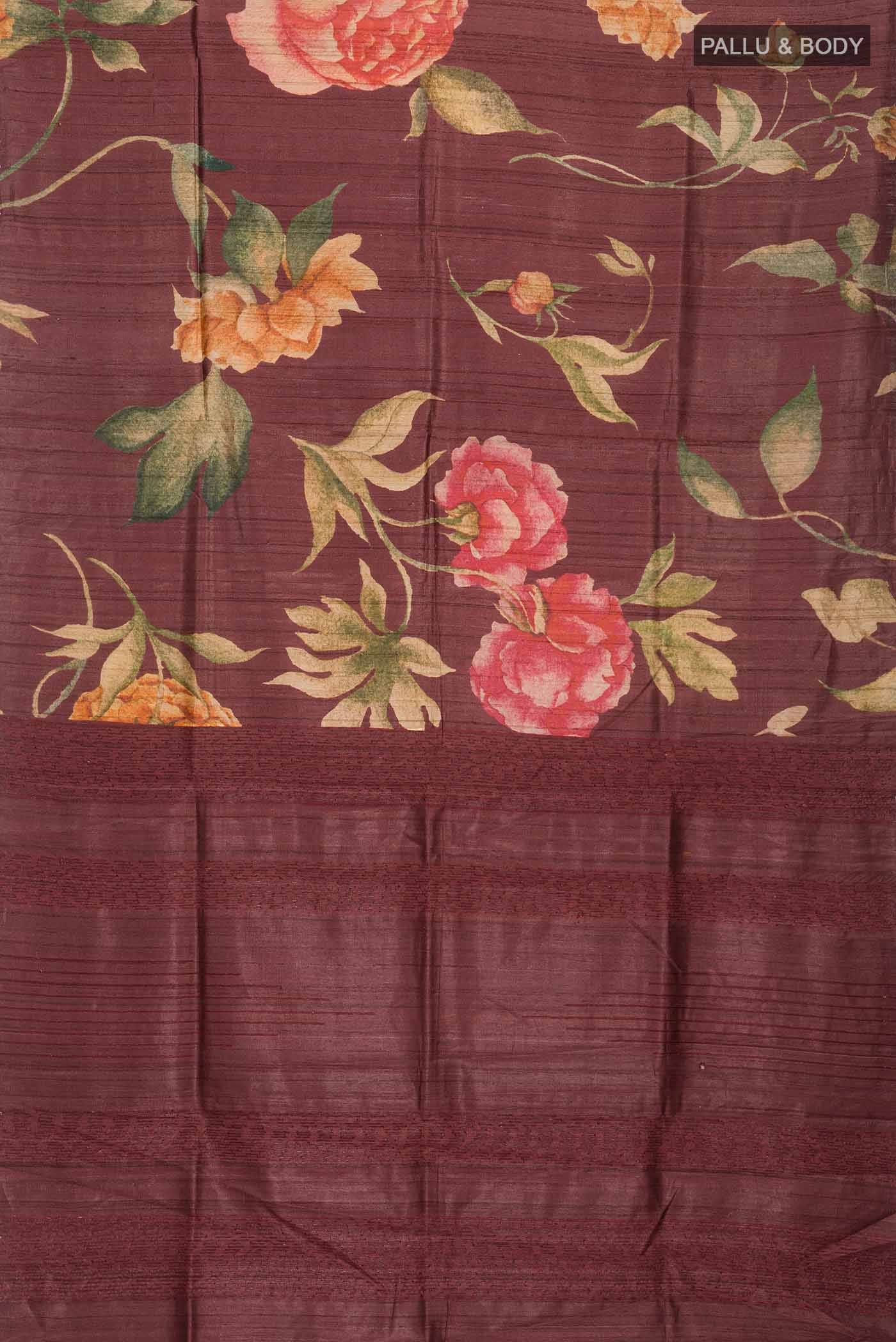 Brown Tussar Silk Saree - Image 3