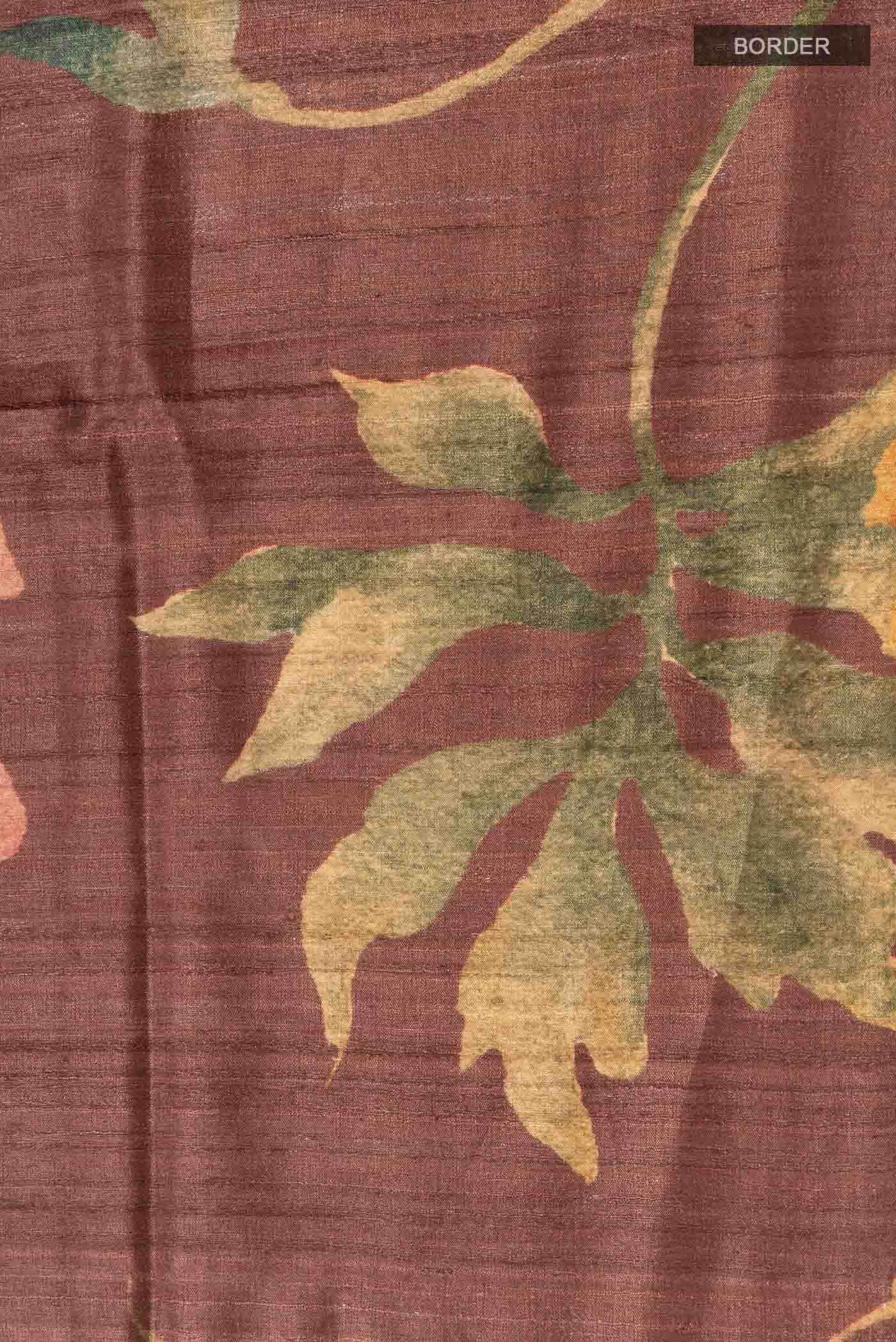 Brown Tussar Silk Saree - Image 4