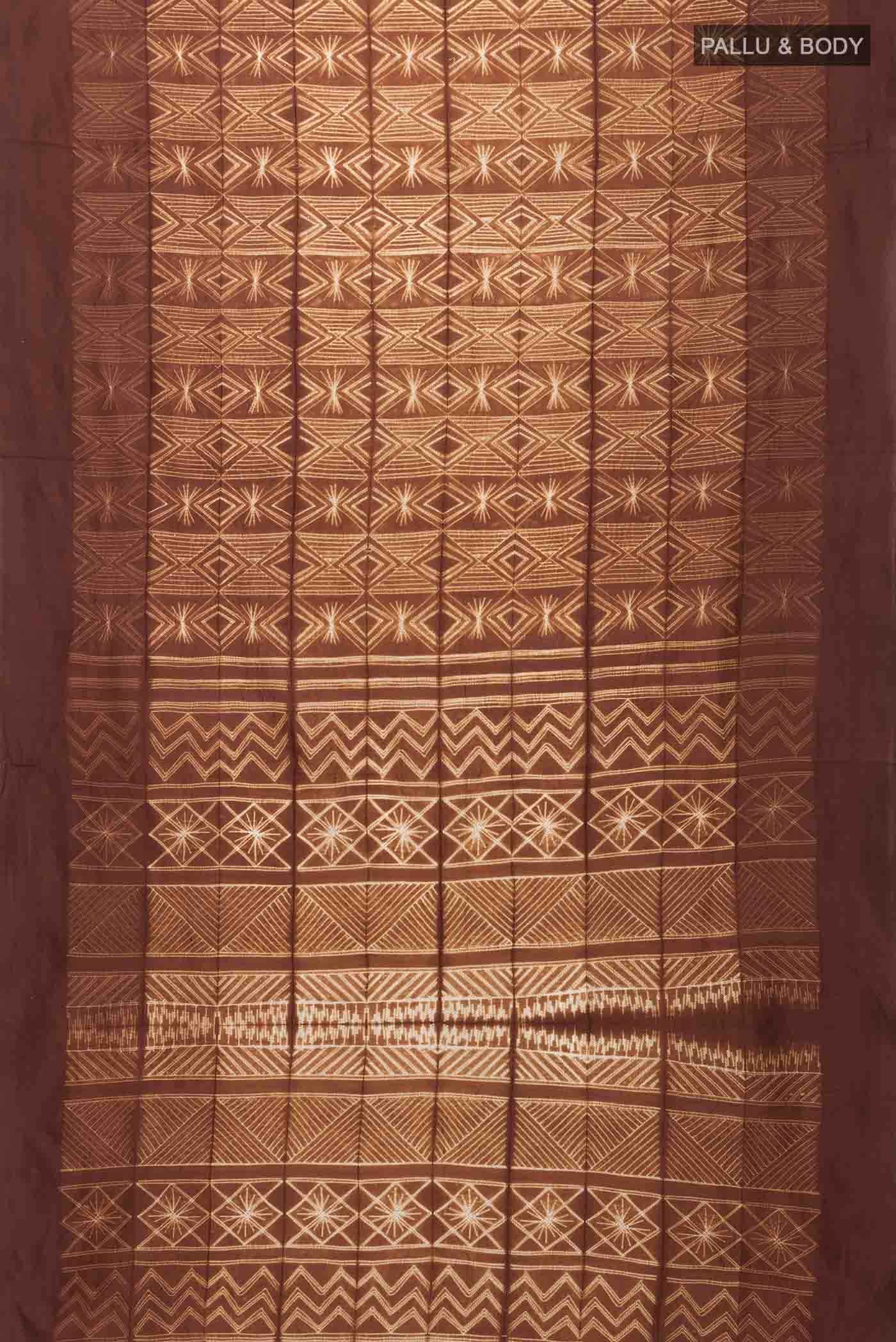 Brown Tussar Silk Saree - Image 3