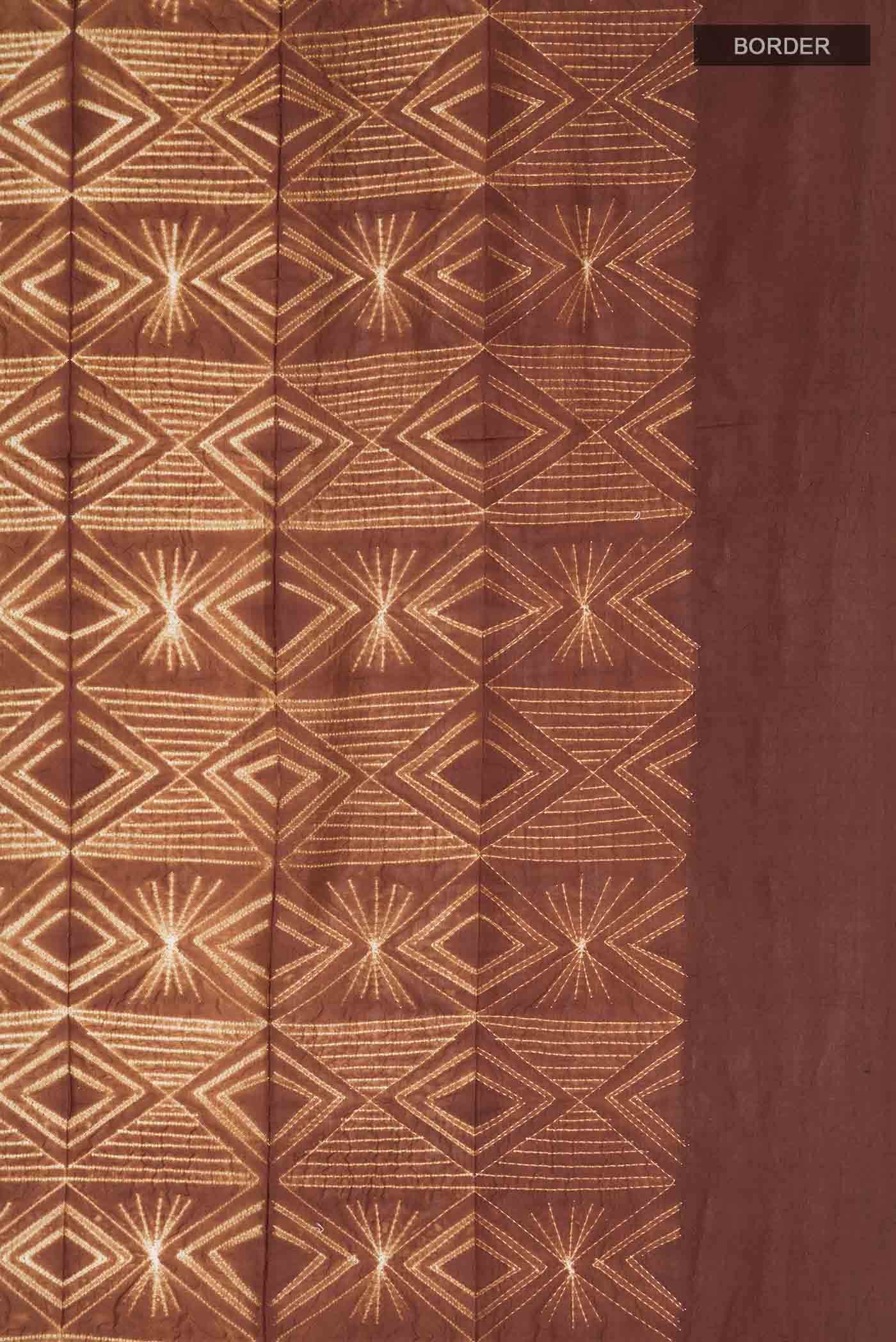 Brown Tussar Silk Saree - Image 4