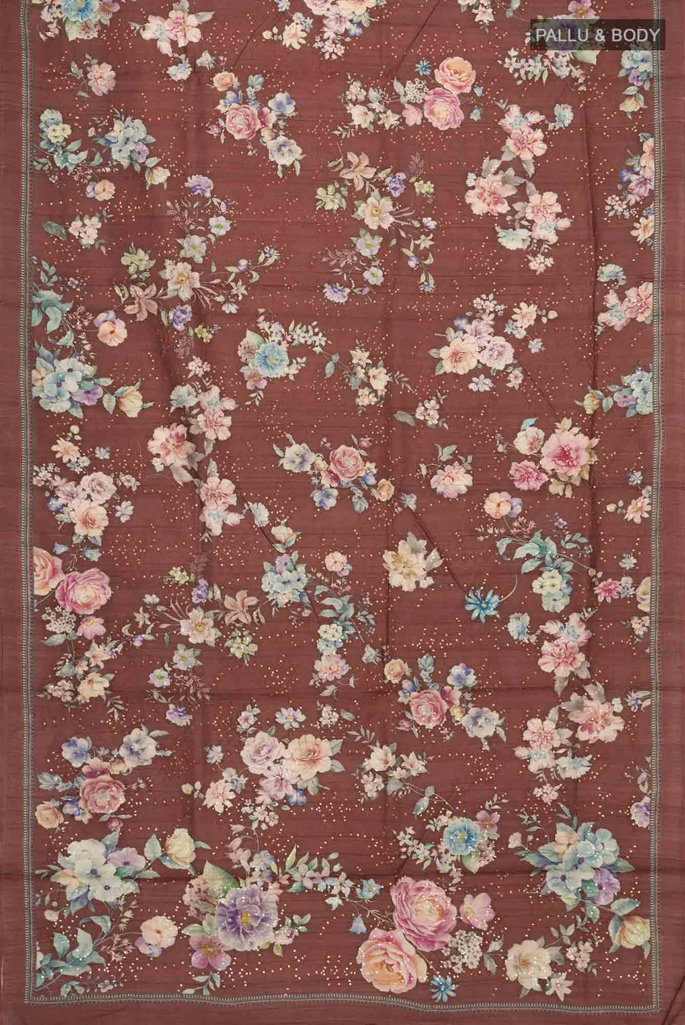 Brown Tussar Silk Saree - Image 3