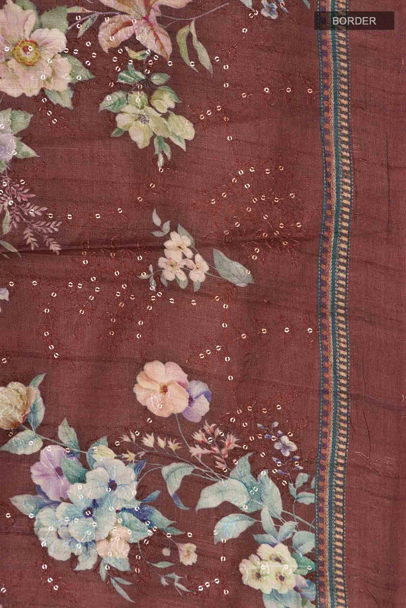 Brown Tussar Silk Saree - Image 4