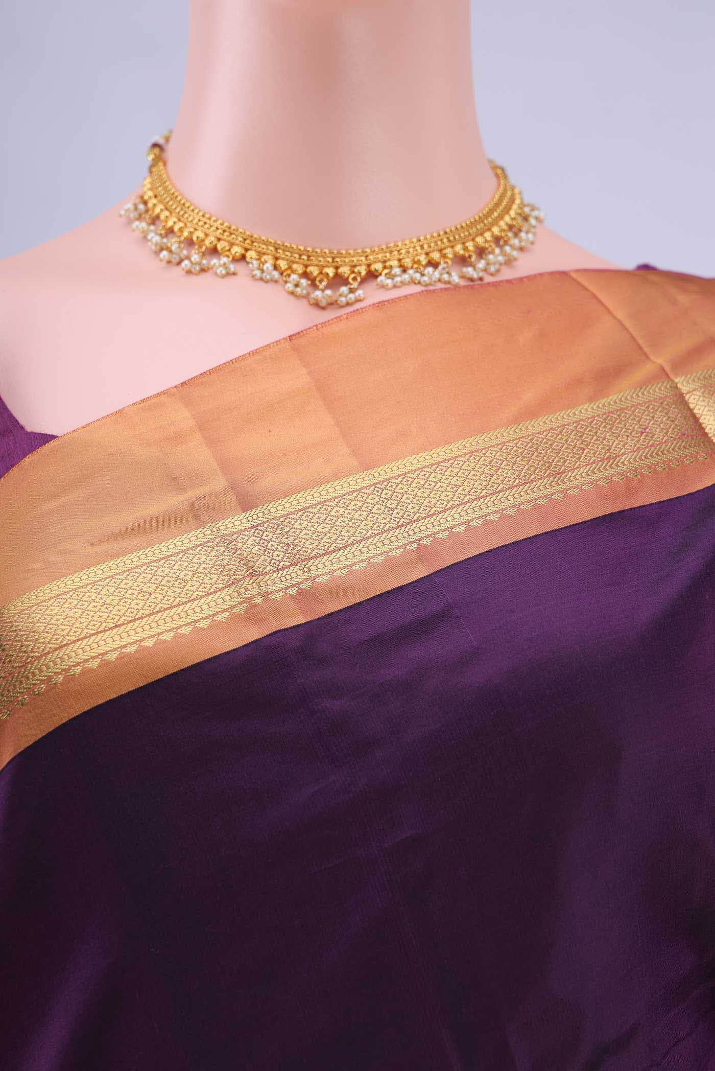 Burgundy Blended Bangalore Silk Saree - Image 3