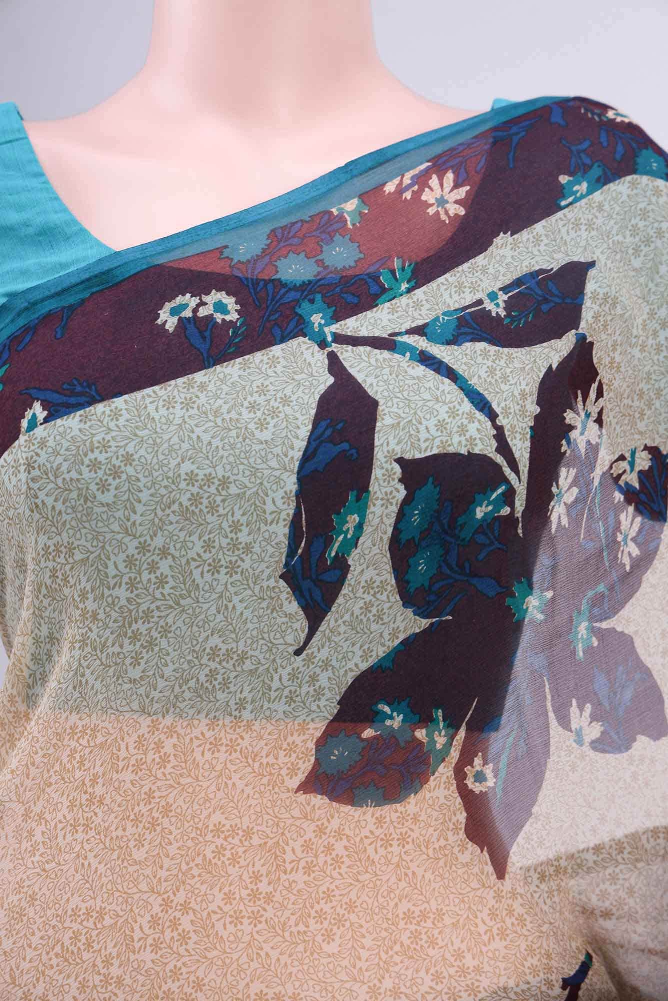 Burgundy Mysore Chiffon Saree - Image 3