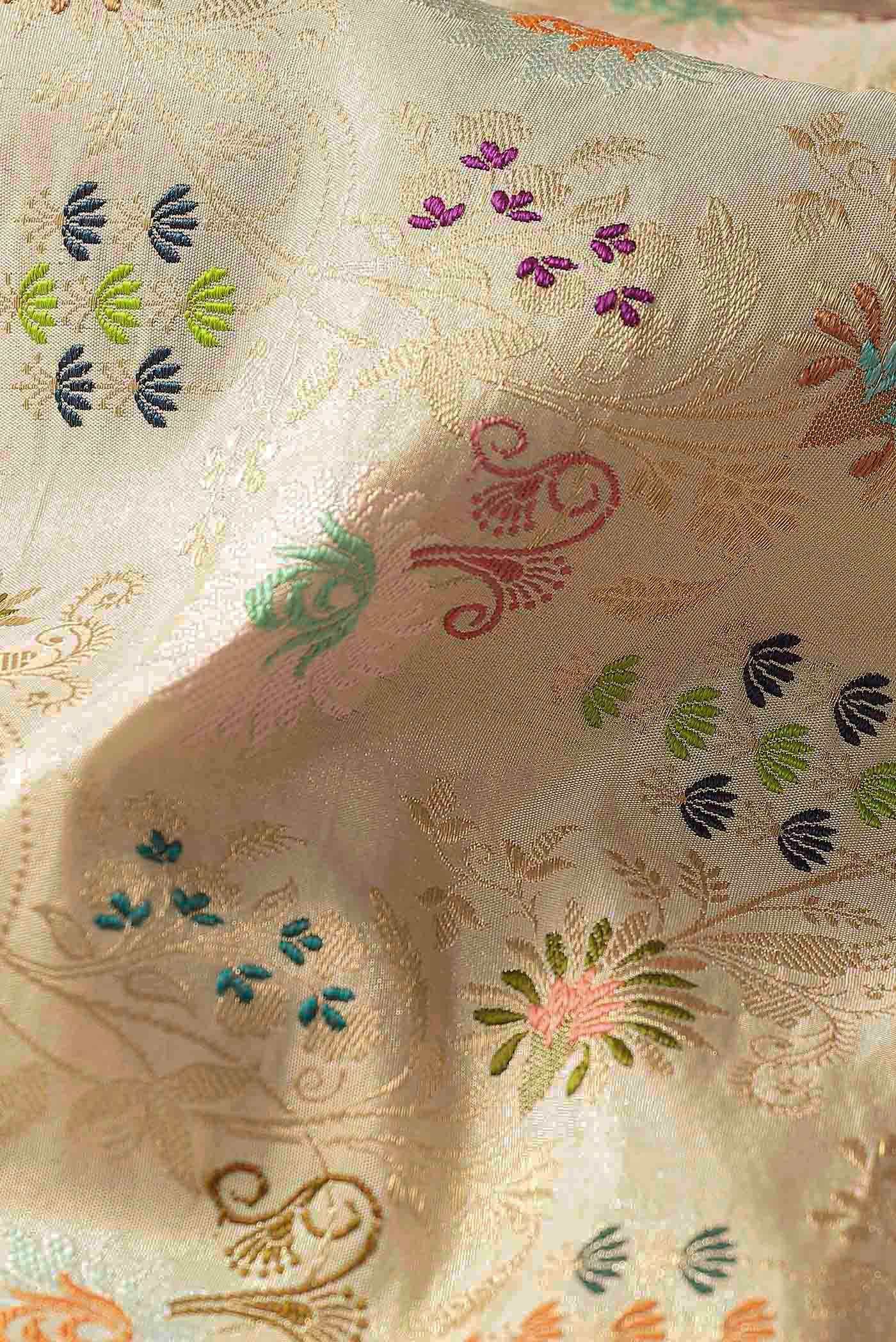Cream Banarasi Tissue Silk Saree - Image 3