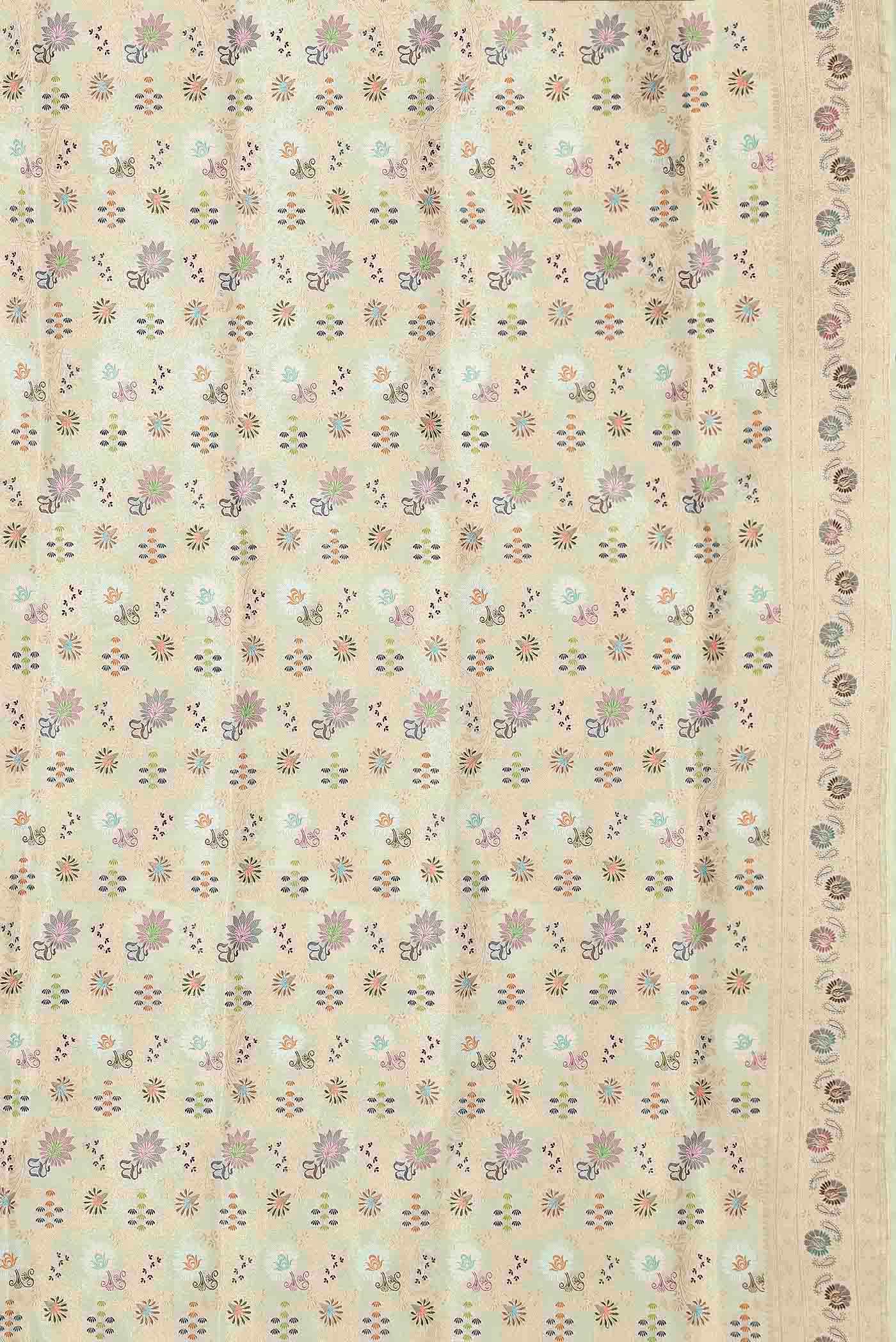 Cream Banarasi Tissue Silk Saree - Image 7